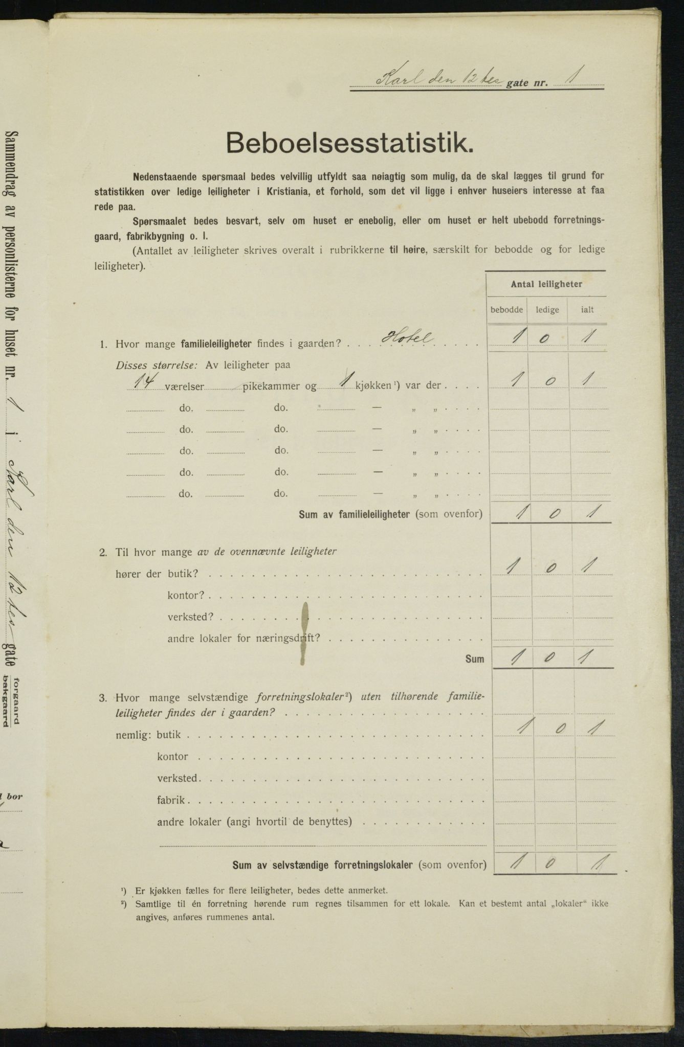 OBA, Municipal Census 1913 for Kristiania, 1913, p. 48011