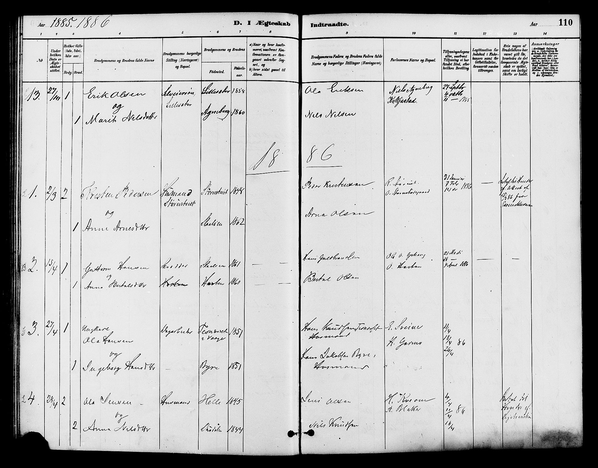 Lom prestekontor, SAH/PREST-070/K/L0008: Parish register (official) no. 8, 1885-1898, p. 110