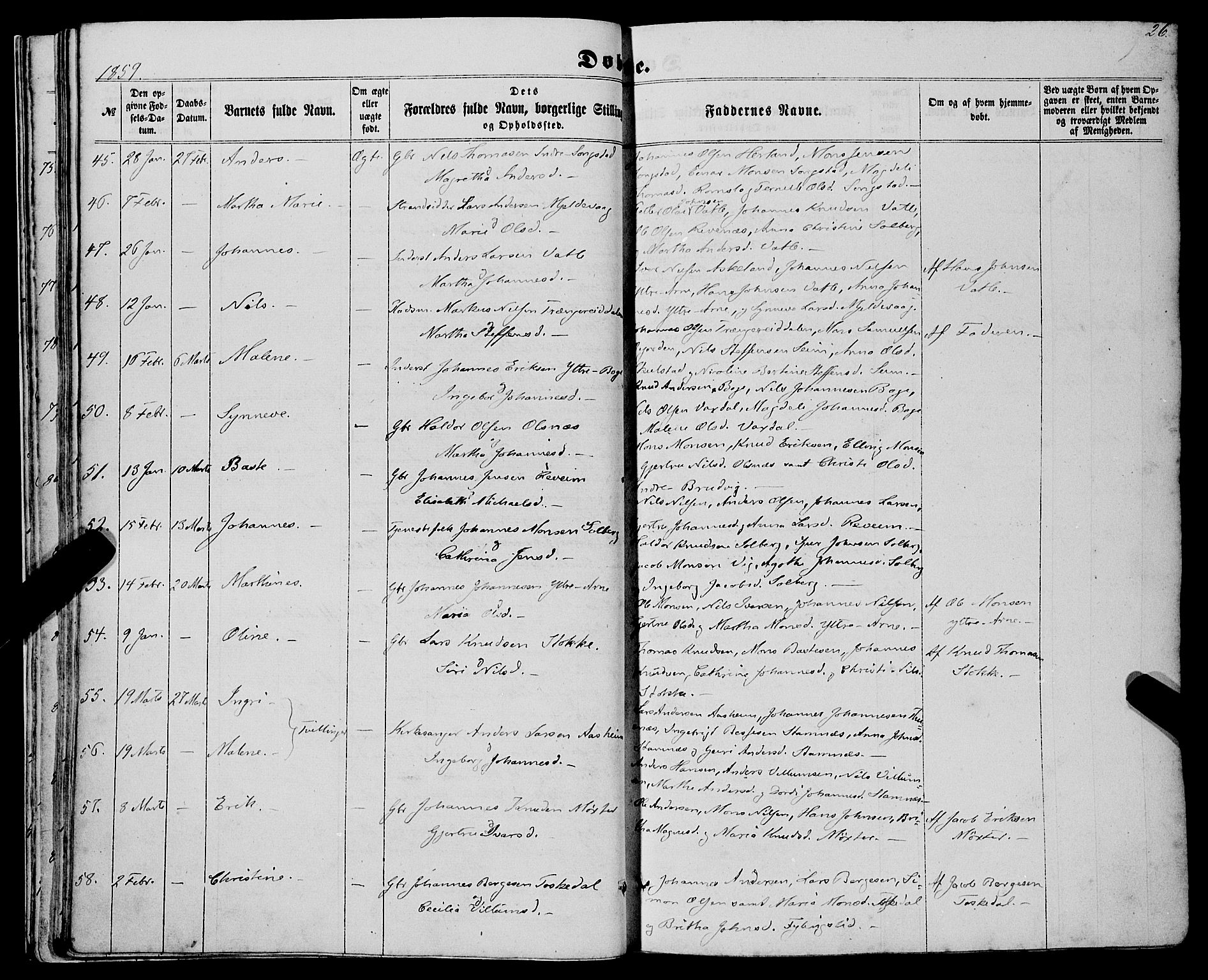 Haus sokneprestembete, AV/SAB-A-75601/H/Haa: Parish register (official) no. A 17, 1858-1870, p. 26