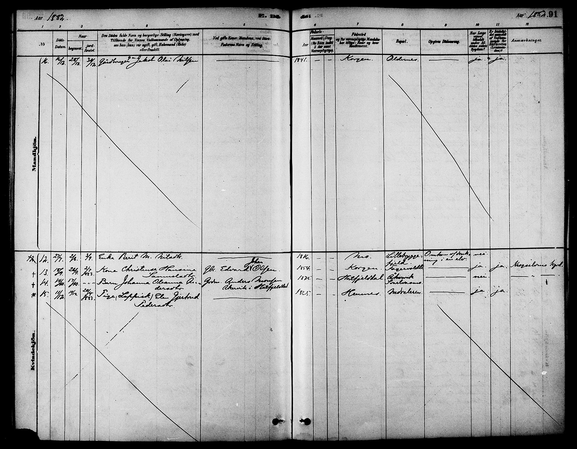 Ministerialprotokoller, klokkerbøker og fødselsregistre - Nordland, AV/SAT-A-1459/826/L0379: Parish register (official) no. 826A02, 1878-1895, p. 91