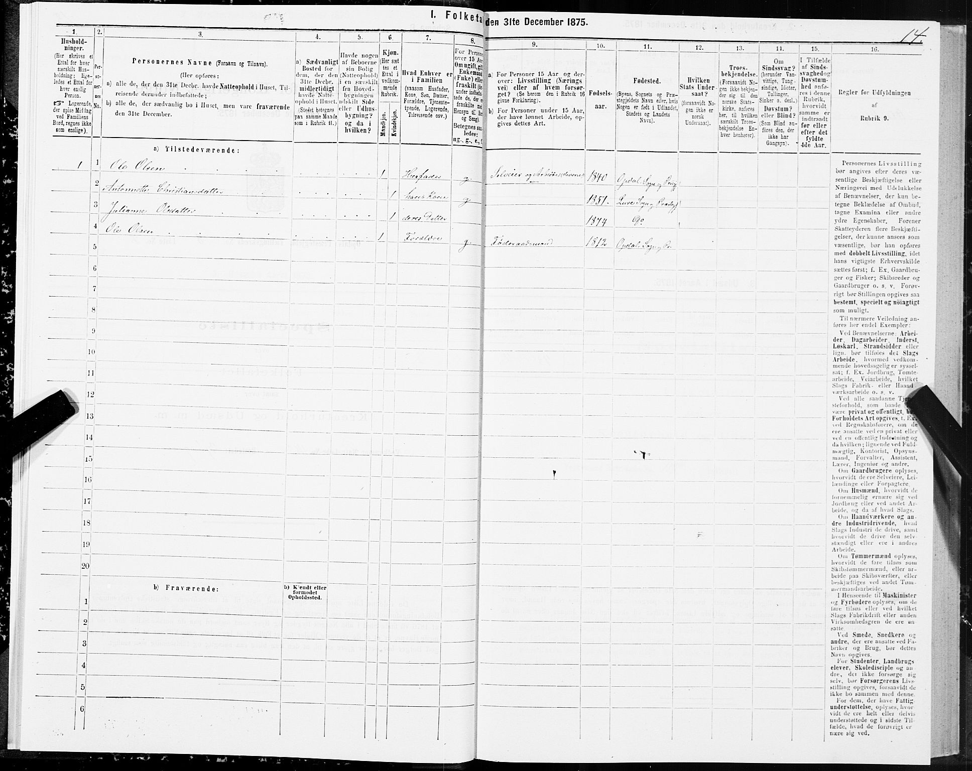 SAT, 1875 census for 1634P Oppdal, 1875, p. 5014