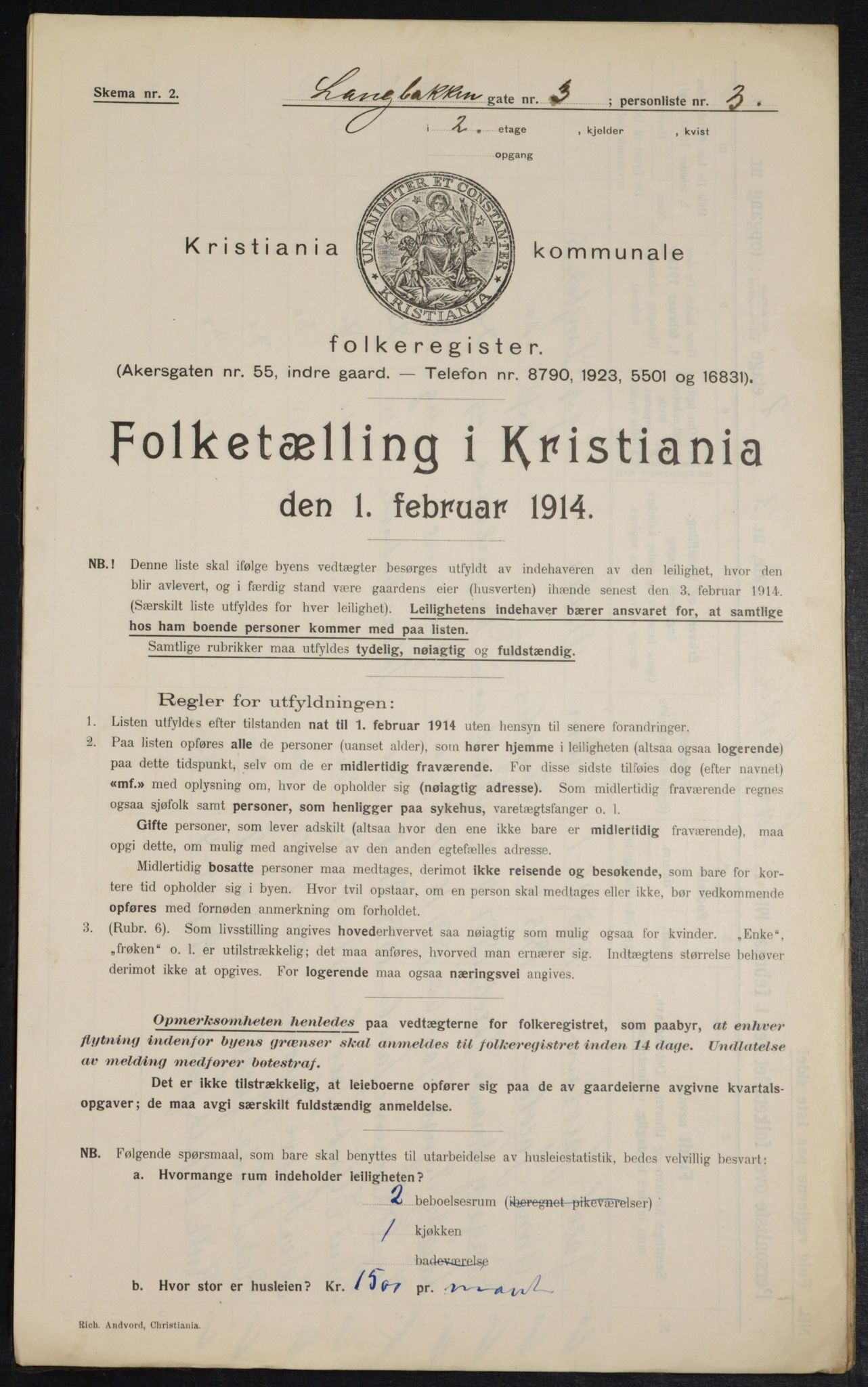 OBA, Municipal Census 1914 for Kristiania, 1914, p. 56219