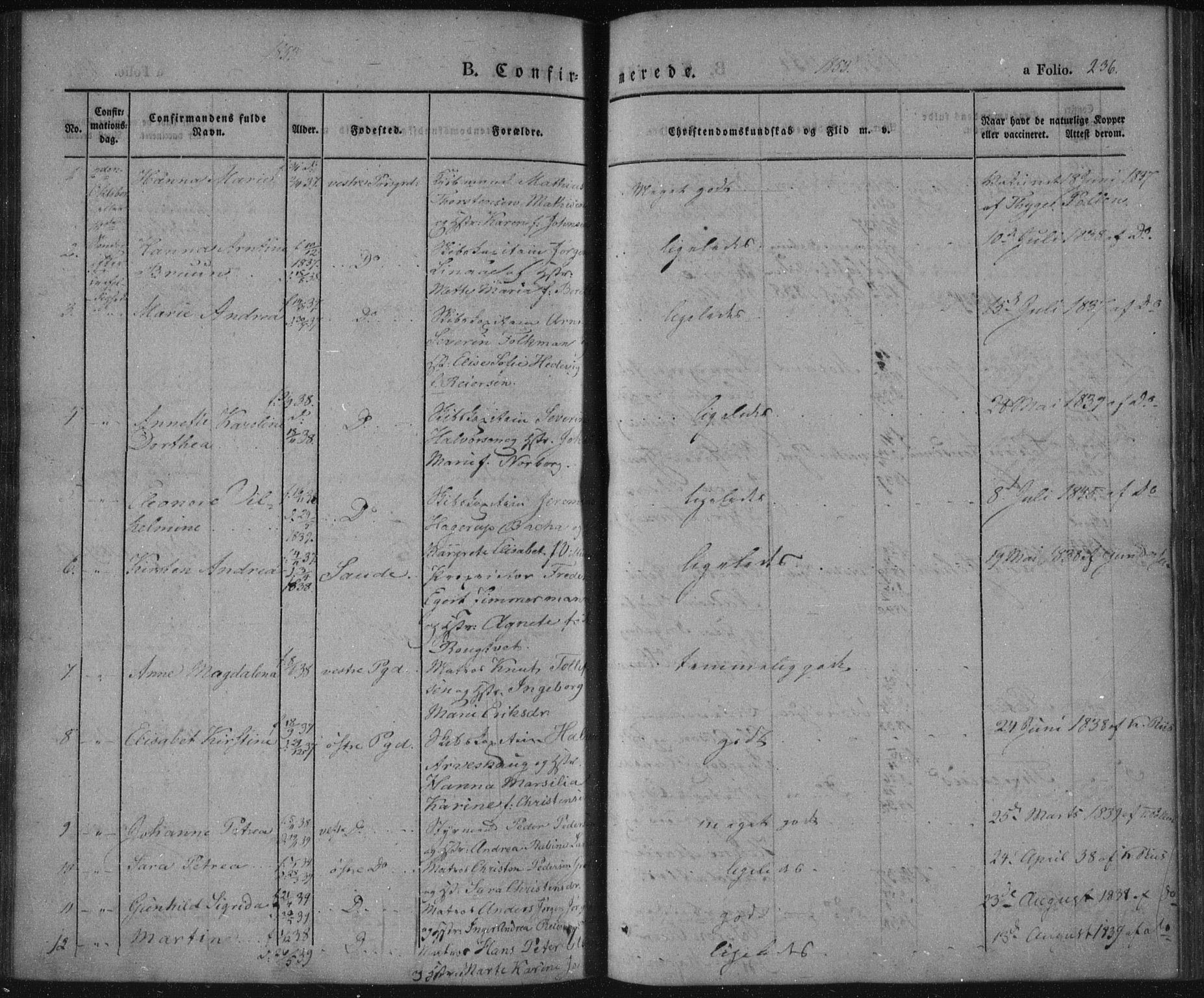Porsgrunn kirkebøker , SAKO/A-104/F/Fa/L0006: Parish register (official) no. 6, 1841-1857, p. 236