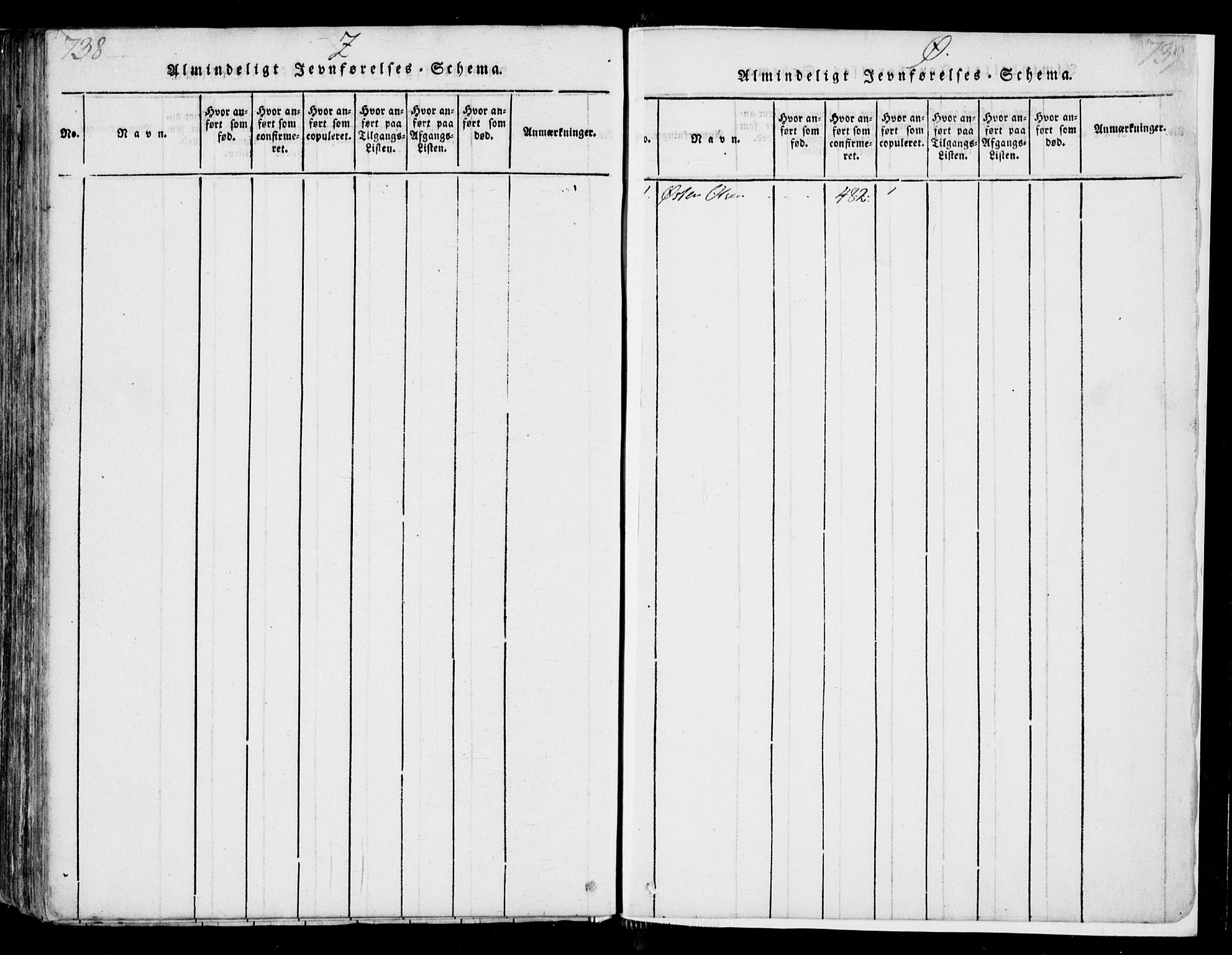 Sande Kirkebøker, AV/SAKO-A-53/F/Fa/L0003: Parish register (official) no. 3, 1814-1847, p. 738-739