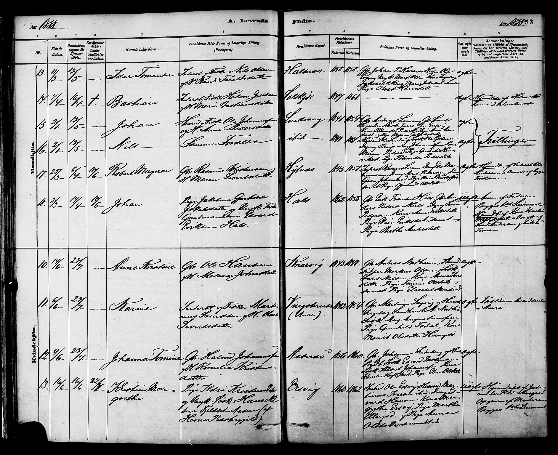 Ministerialprotokoller, klokkerbøker og fødselsregistre - Møre og Romsdal, AV/SAT-A-1454/577/L0896: Parish register (official) no. 577A03, 1880-1898, p. 53