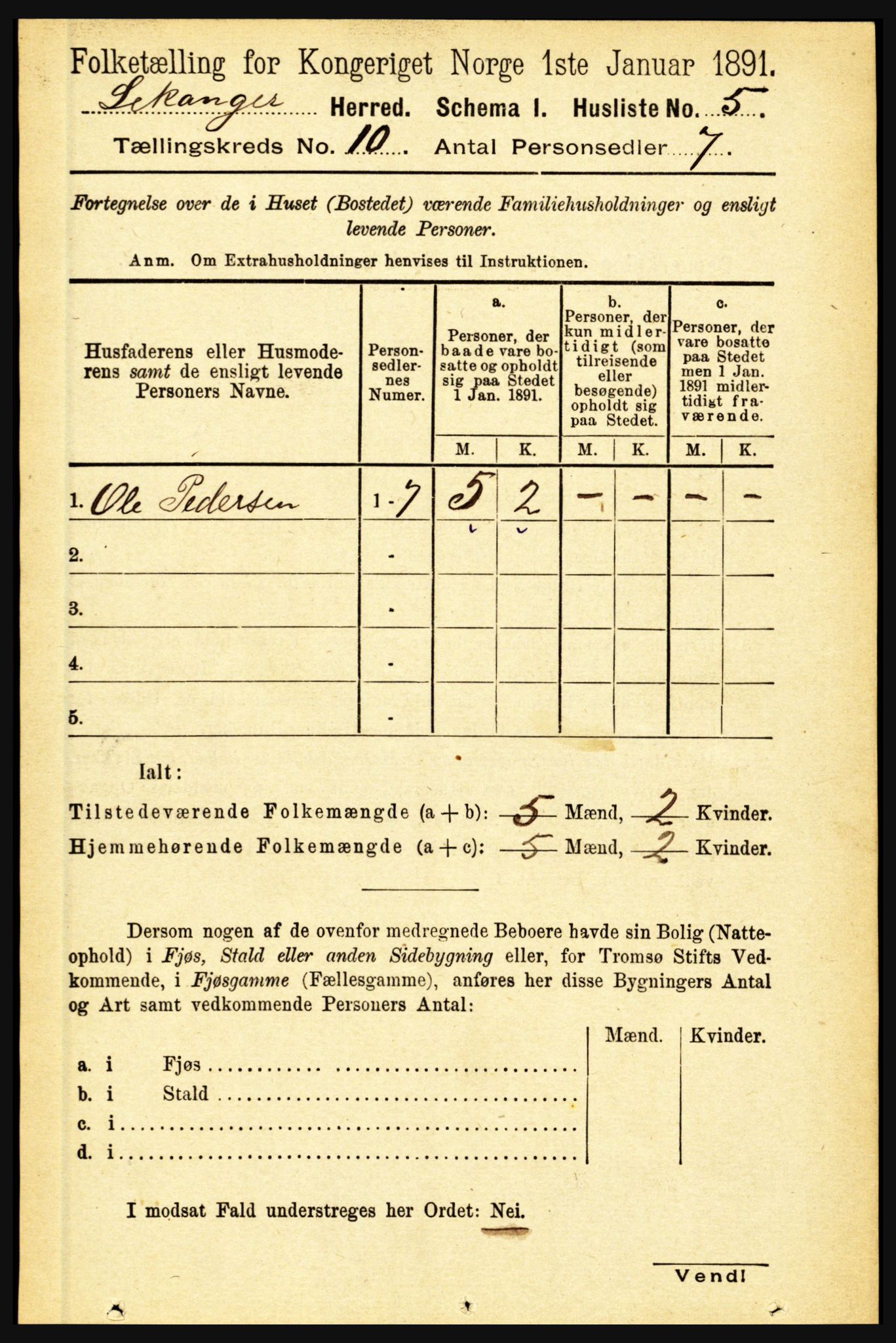 RA, 1891 census for 1419 Leikanger, 1891, p. 1793