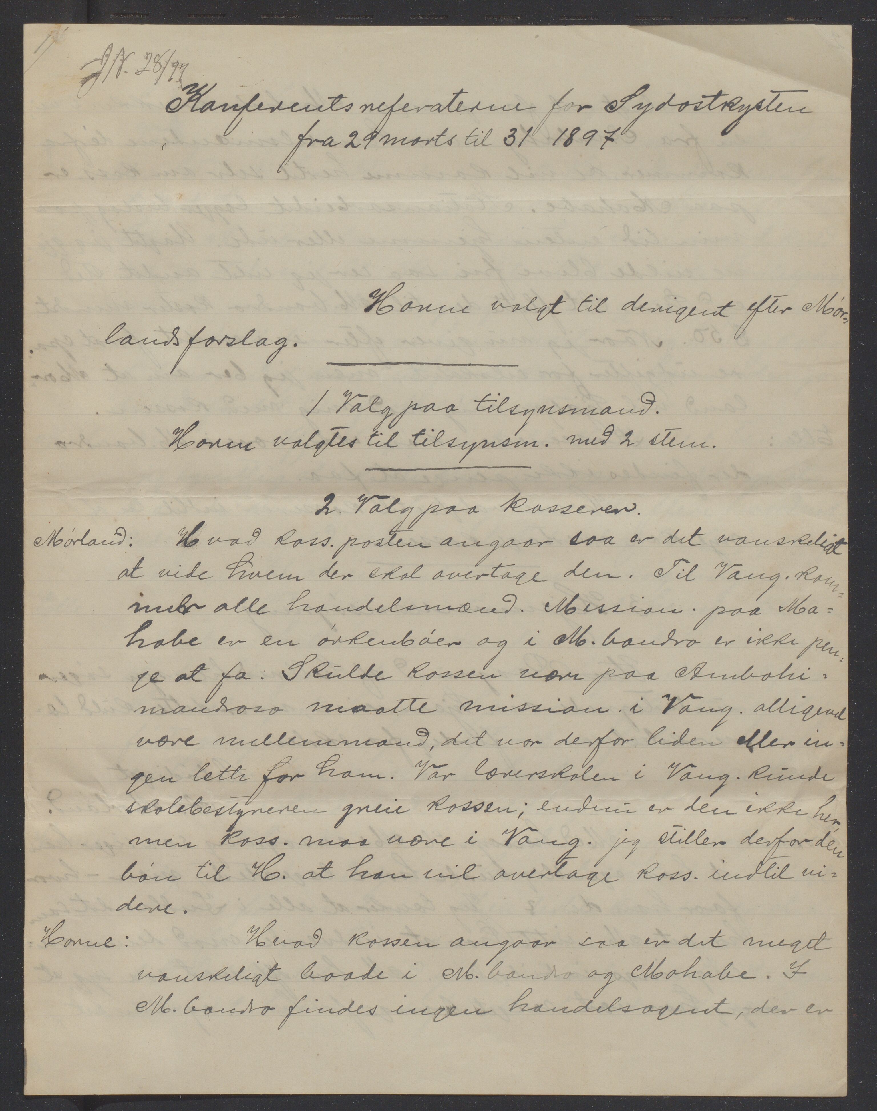 Det Norske Misjonsselskap - hovedadministrasjonen, VID/MA-A-1045/D/Da/Daa/L0041/0012: Konferansereferat og årsberetninger / Konferansereferat fra Øst-Madagaskar., 1897, p. 1