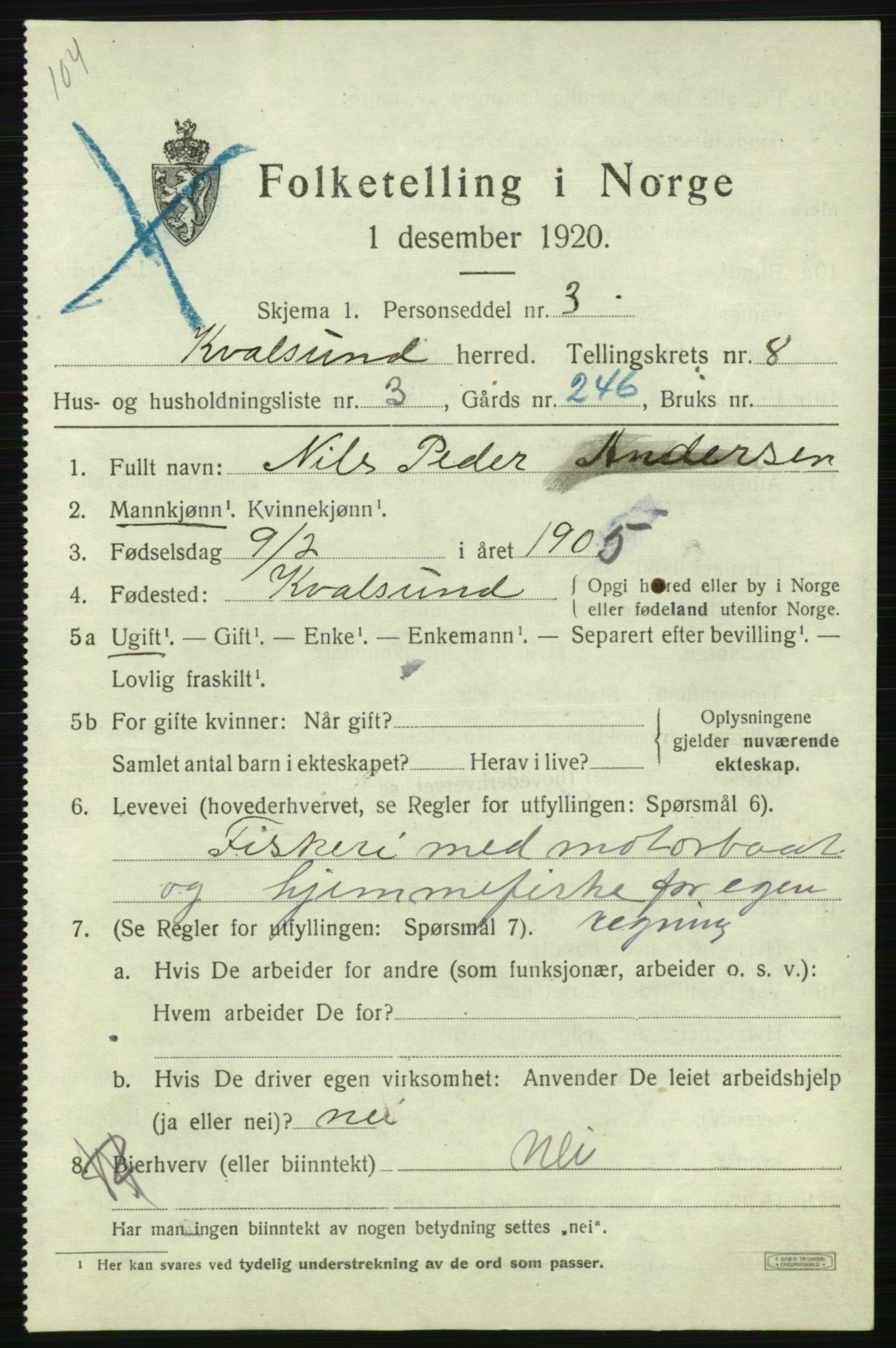 SATØ, 1920 census for , 1920, p. 2462