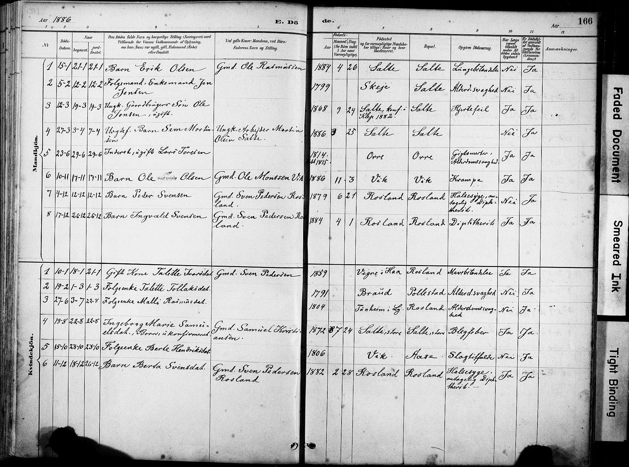 Klepp sokneprestkontor, AV/SAST-A-101803/001/3/30BA/L0007: Parish register (official) no. A 8, 1886-1912, p. 166