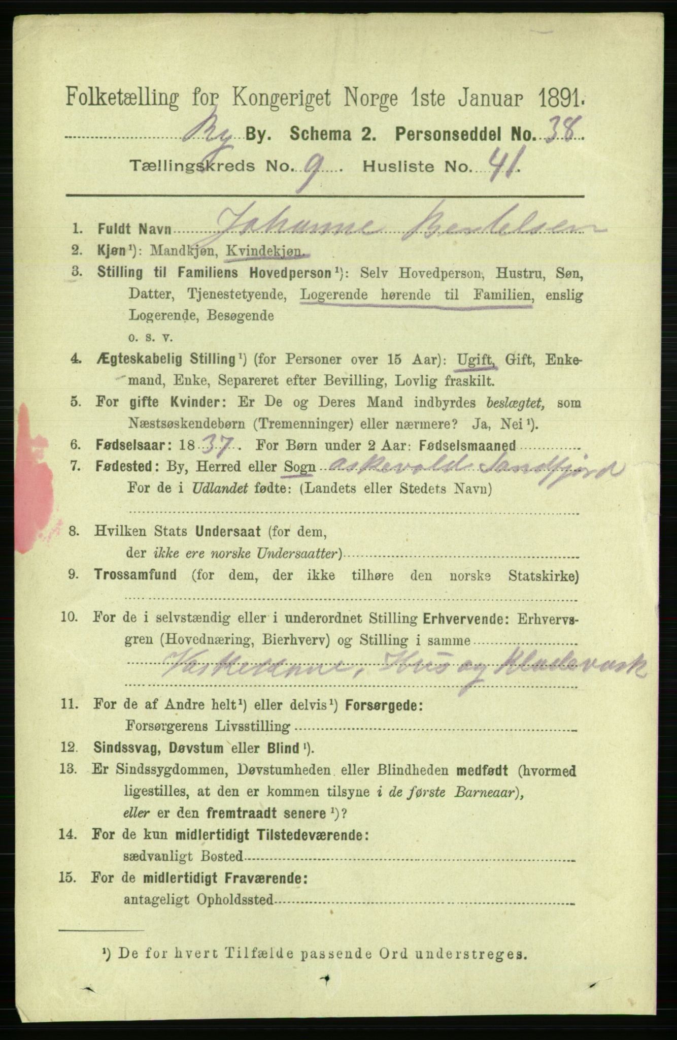 RA, 1891 Census for 1301 Bergen, 1891, p. 18814