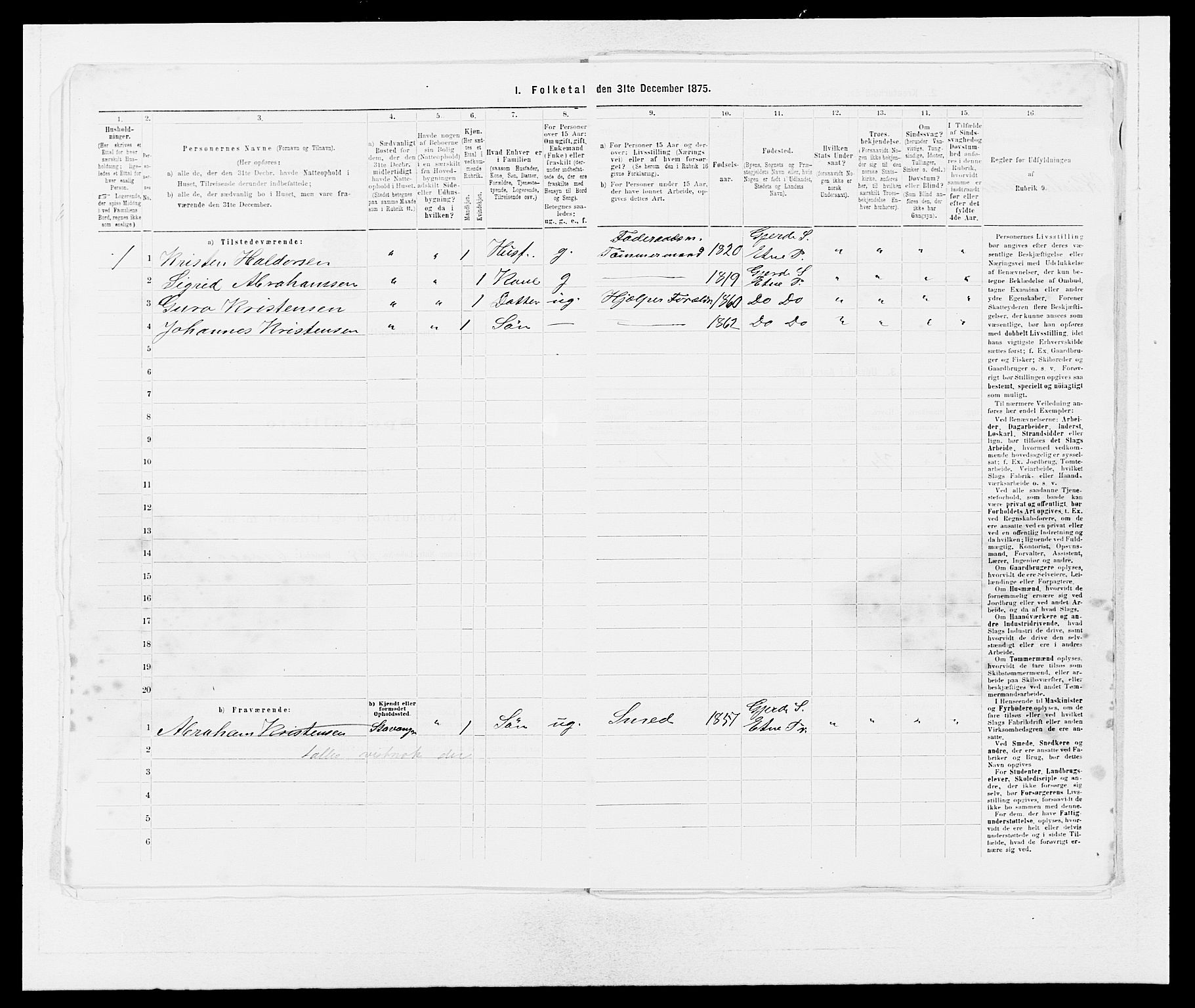 SAB, 1875 census for 1211P Etne, 1875, p. 1003