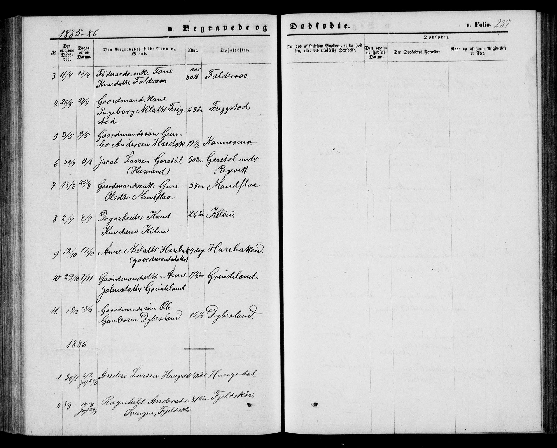 Bjelland sokneprestkontor, AV/SAK-1111-0005/F/Fb/Fbb/L0004: Parish register (copy) no. B 4, 1867-1887, p. 237