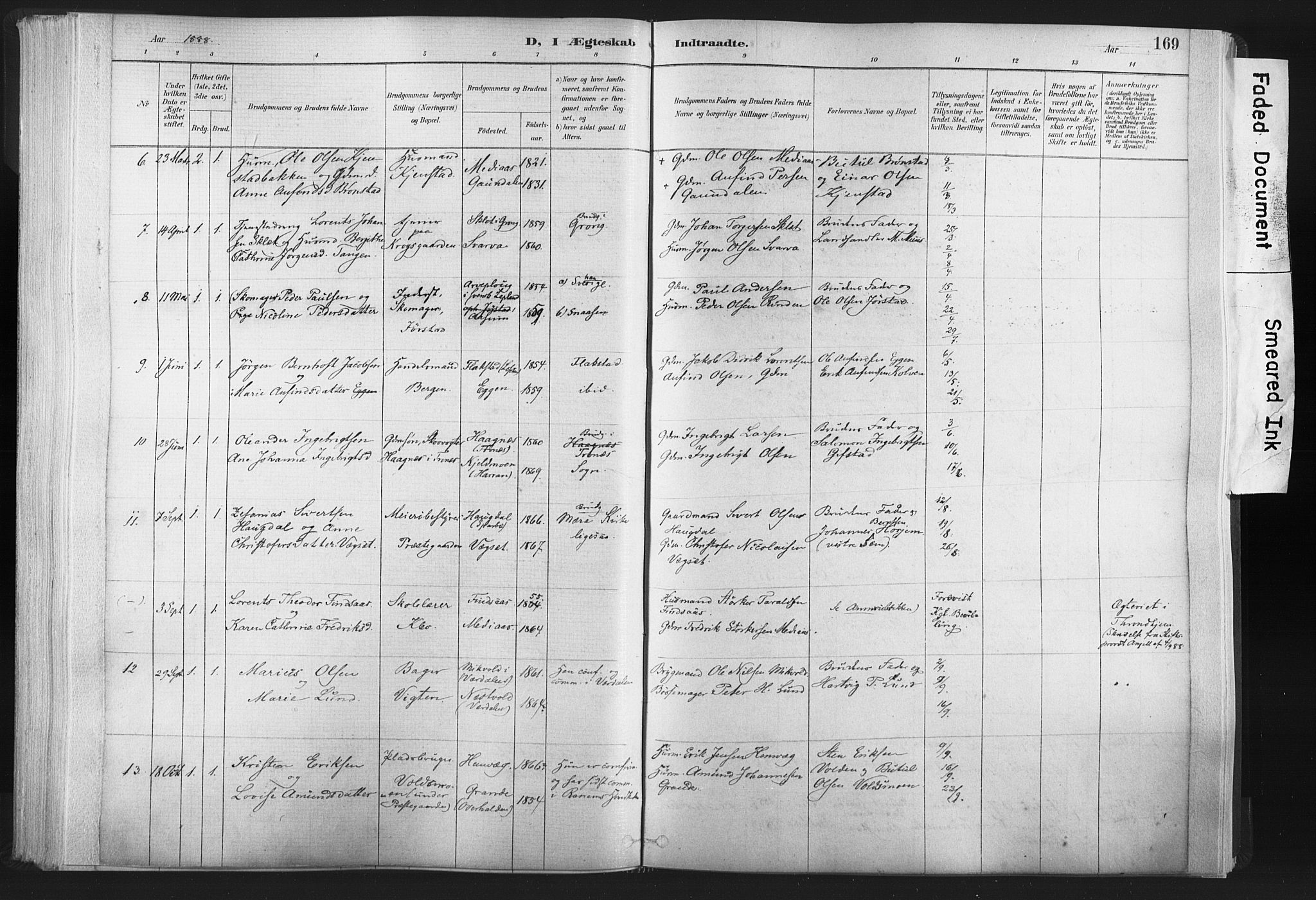 Ministerialprotokoller, klokkerbøker og fødselsregistre - Nord-Trøndelag, SAT/A-1458/749/L0474: Parish register (official) no. 749A08, 1887-1903, p. 169