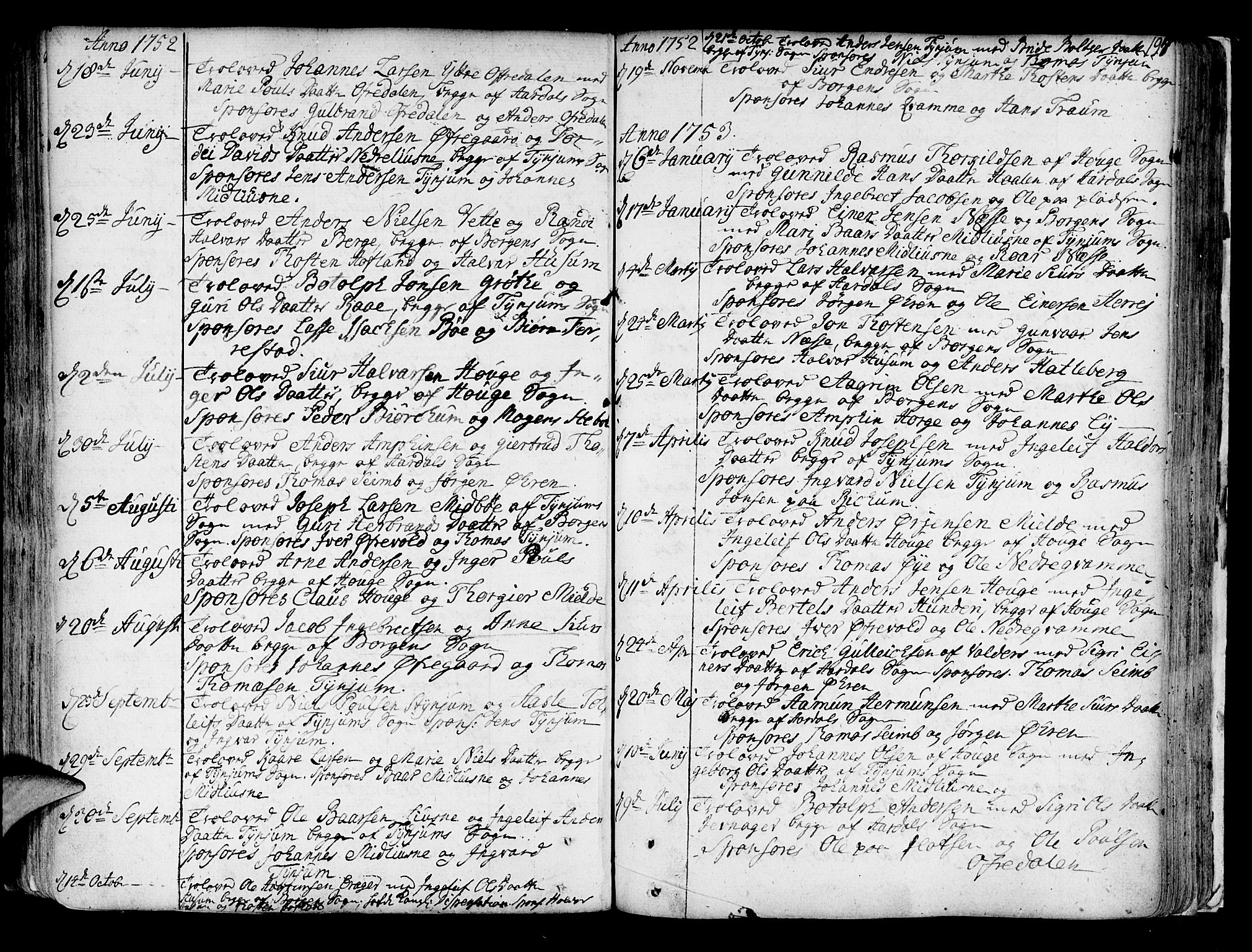 Lærdal sokneprestembete, SAB/A-81201: Parish register (official) no. A 2, 1752-1782, p. 197