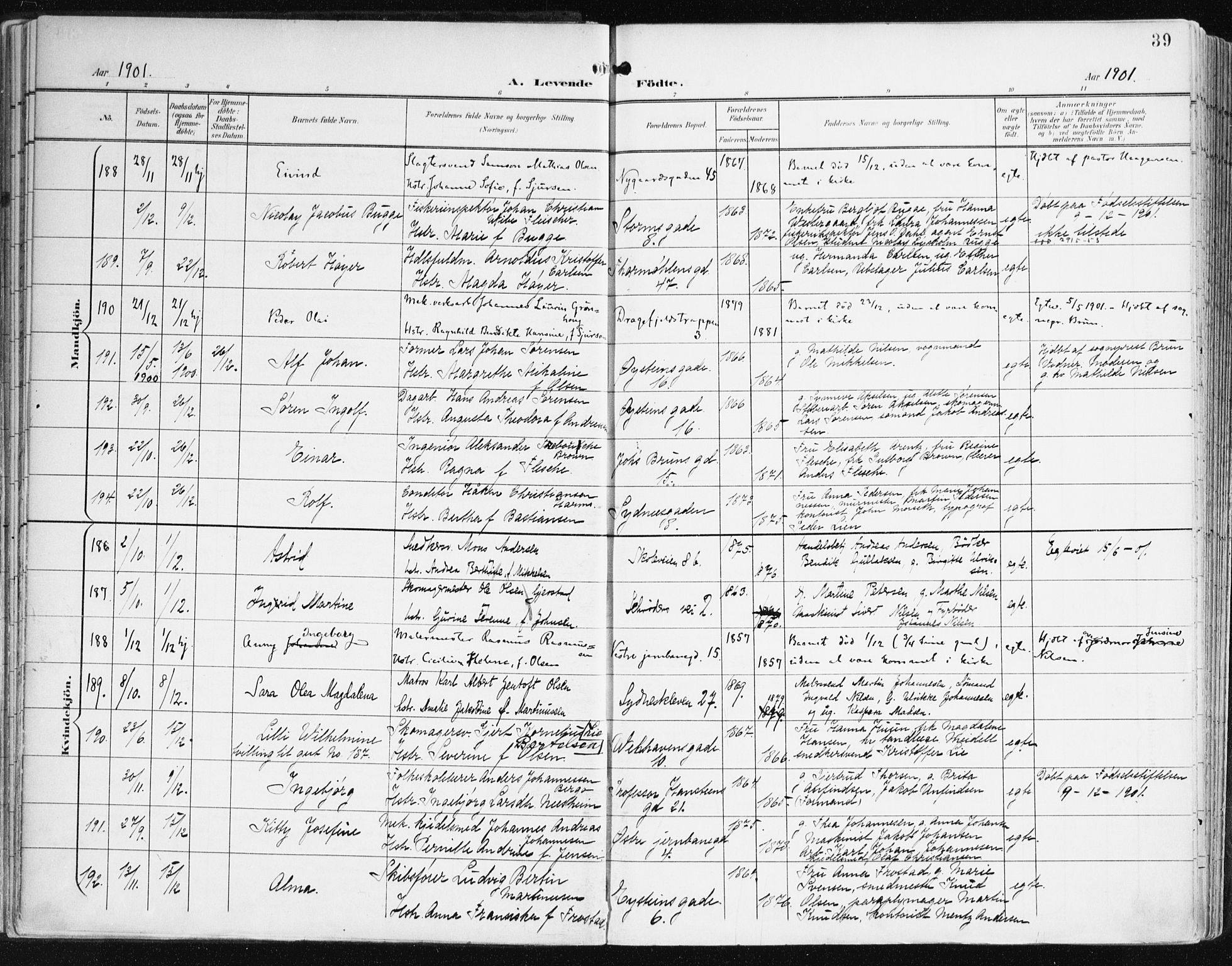 Johanneskirken sokneprestembete, AV/SAB-A-76001/H/Haa/L0002: Parish register (official) no. A 2, 1900-1912, p. 39