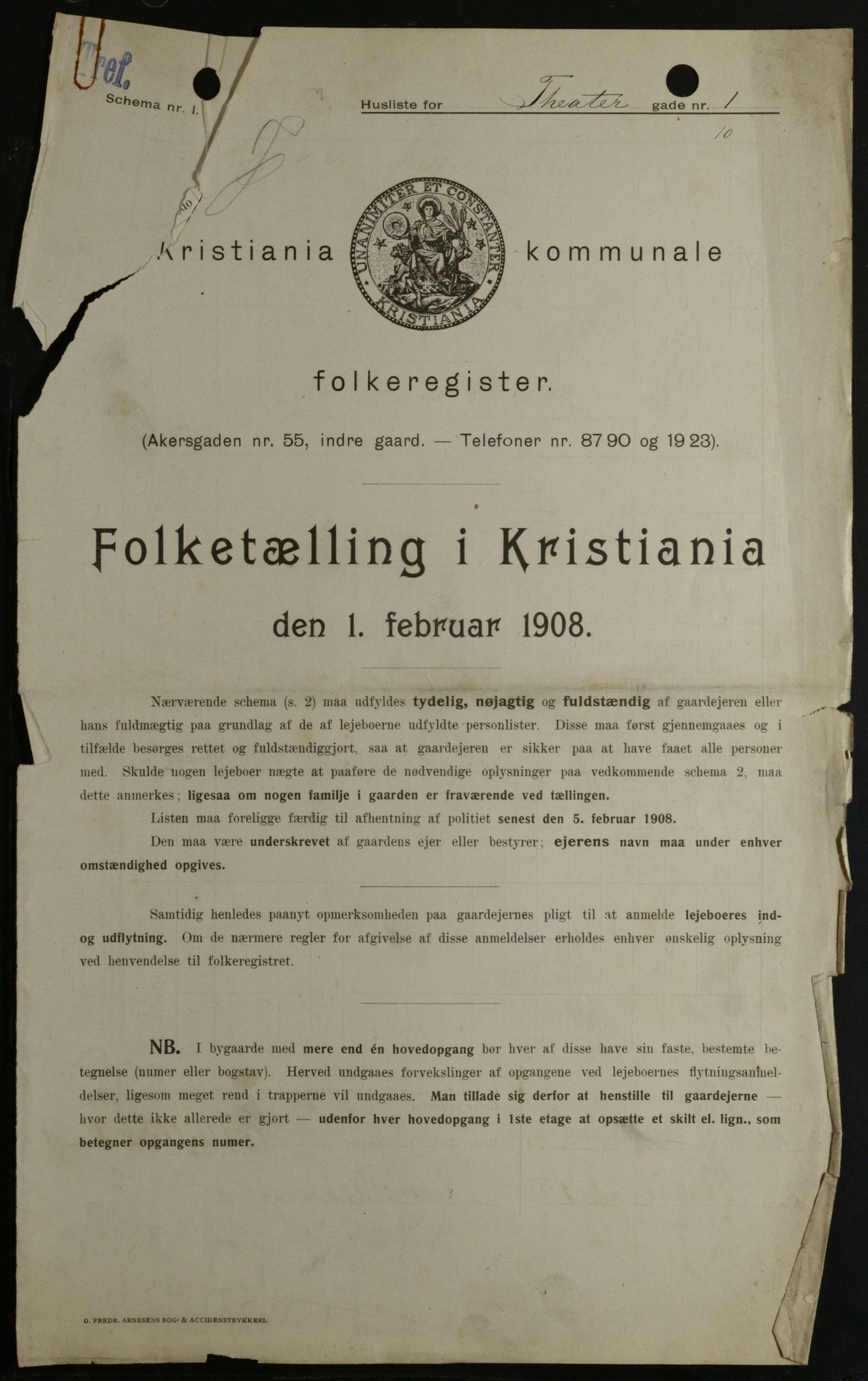 OBA, Municipal Census 1908 for Kristiania, 1908, p. 96178