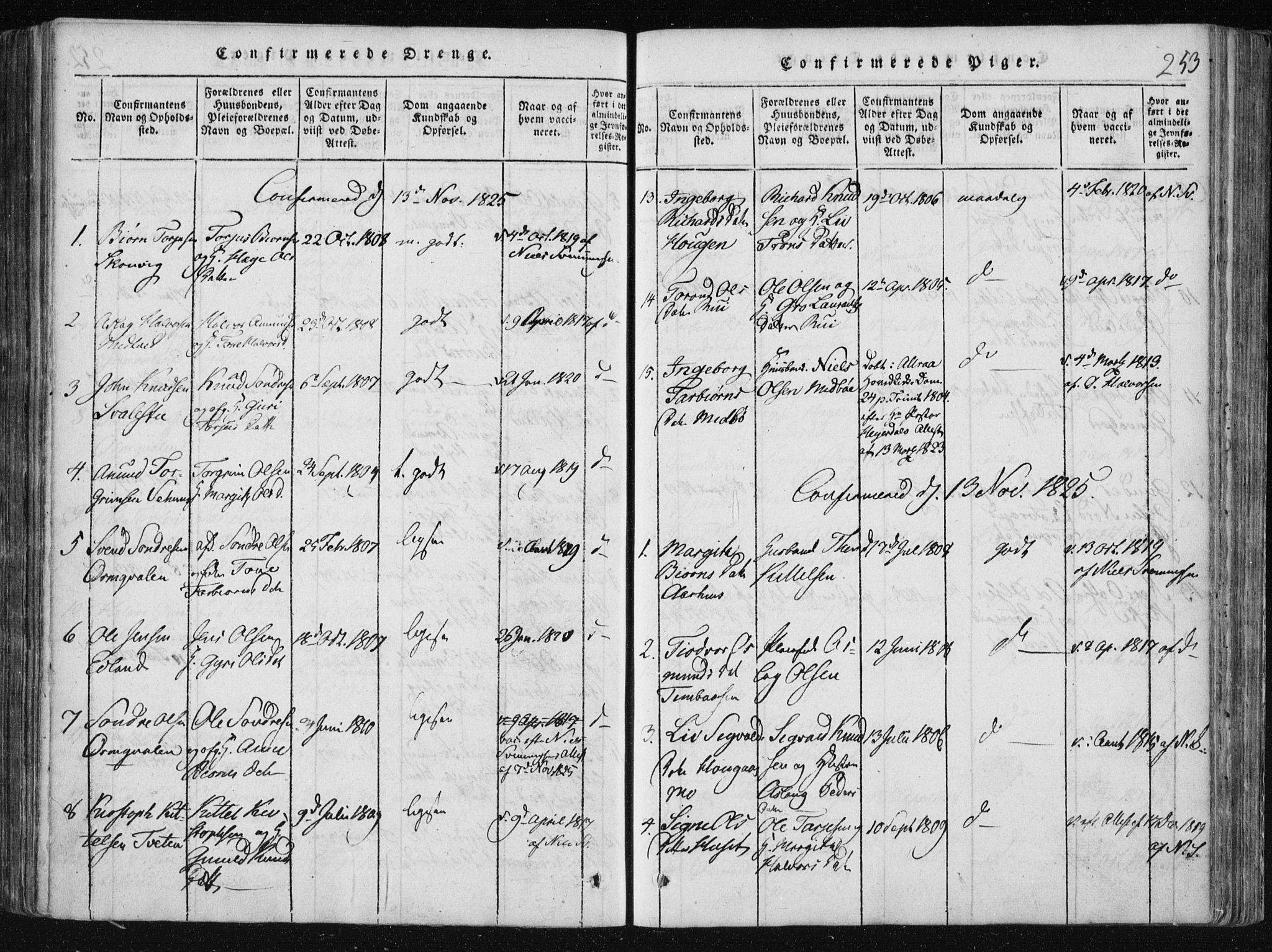 Vinje kirkebøker, SAKO/A-312/F/Fa/L0003: Parish register (official) no. I 3, 1814-1843, p. 253