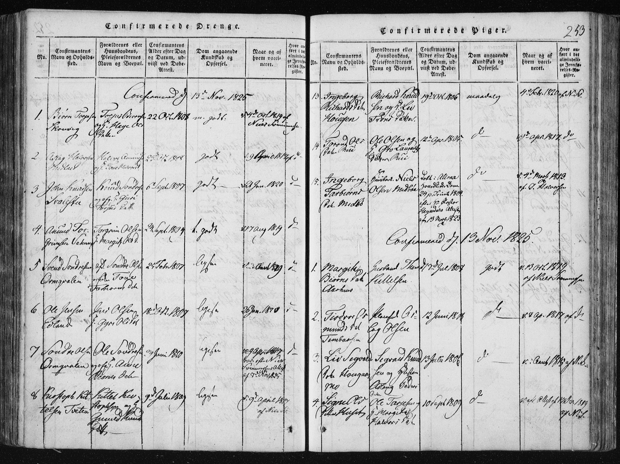 Vinje kirkebøker, AV/SAKO-A-312/F/Fa/L0003: Parish register (official) no. I 3, 1814-1843, p. 253