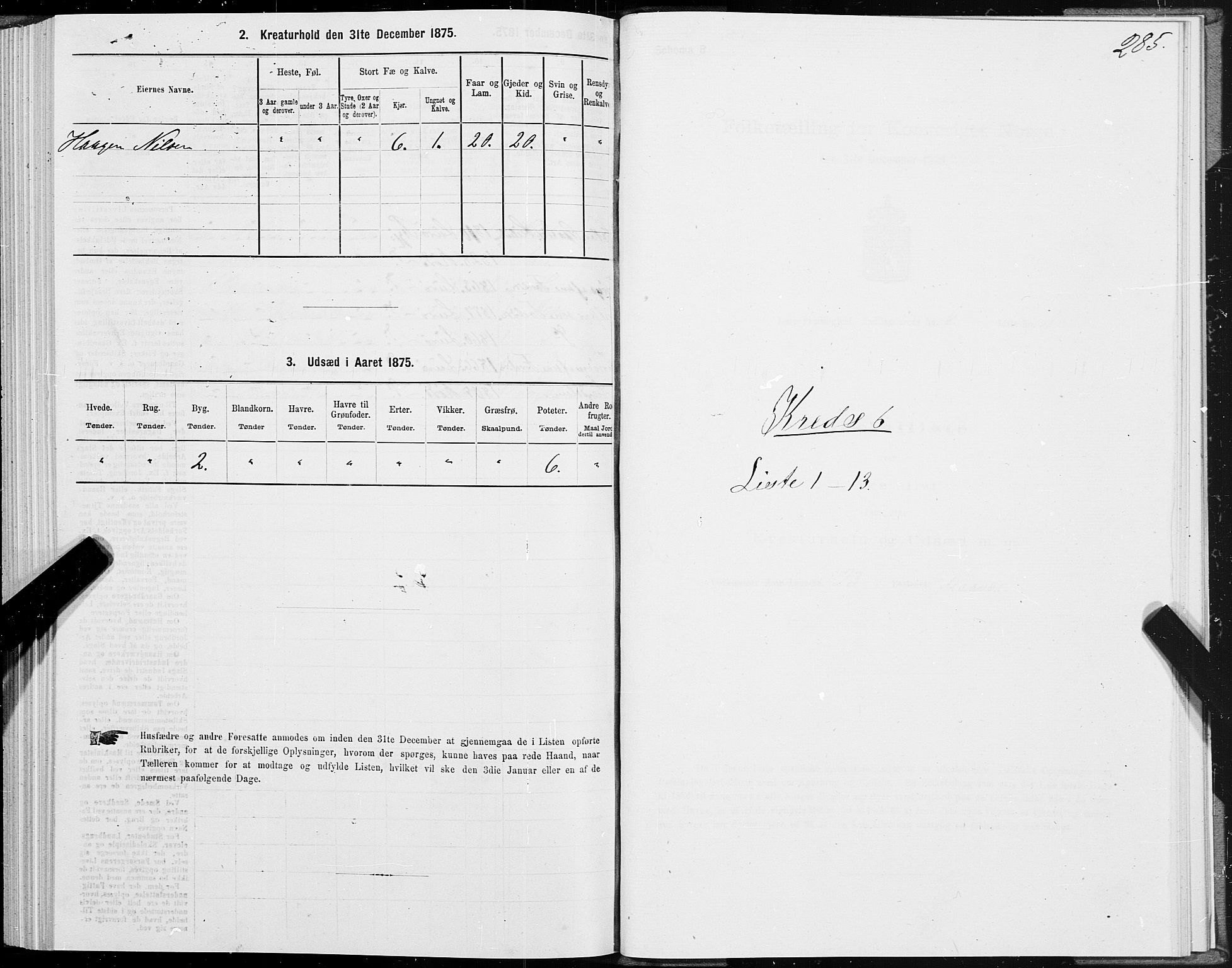 SAT, 1875 census for 1834P Lurøy, 1875, p. 3285