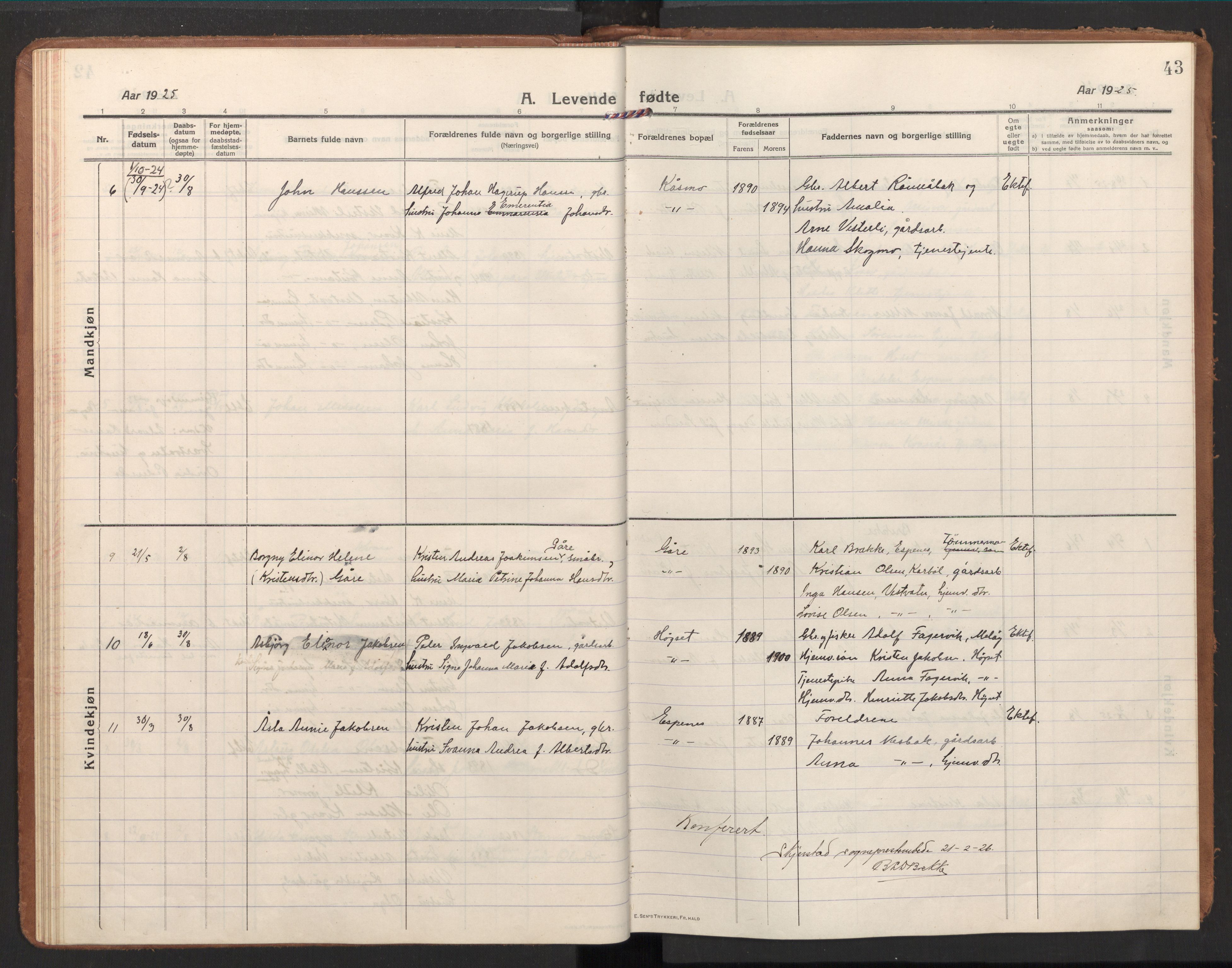 Ministerialprotokoller, klokkerbøker og fødselsregistre - Nordland, AV/SAT-A-1459/848/L0688: Parish register (official) no. 848A01, 1913-1935, p. 43