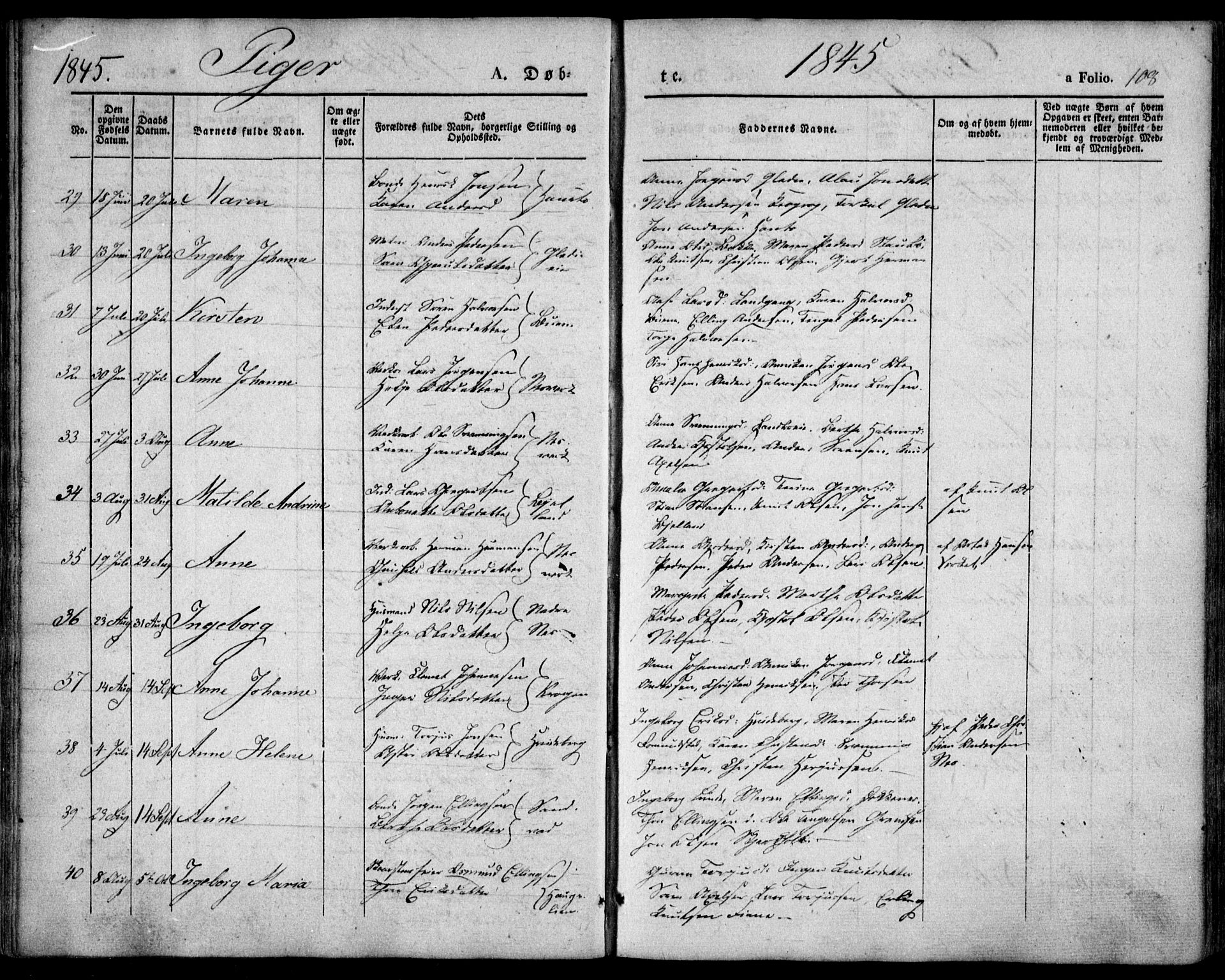 Holt sokneprestkontor, AV/SAK-1111-0021/F/Fa/L0007: Parish register (official) no. A 7, 1836-1848, p. 108