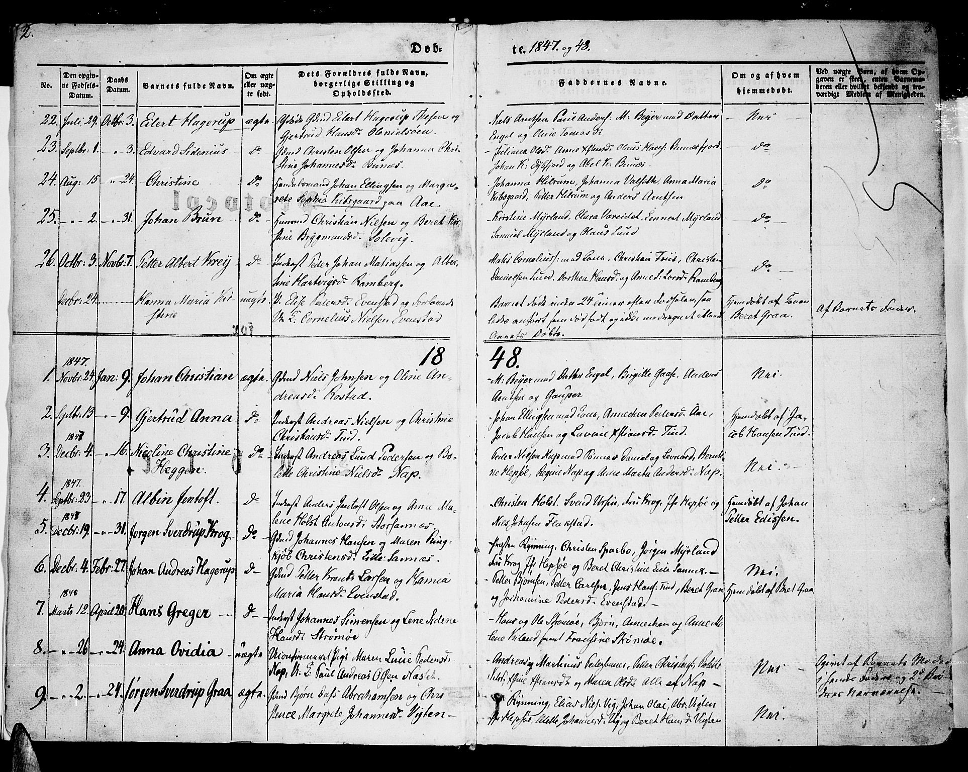 Ministerialprotokoller, klokkerbøker og fødselsregistre - Nordland, AV/SAT-A-1459/885/L1212: Parish register (copy) no. 885C01, 1847-1873, p. 2-3