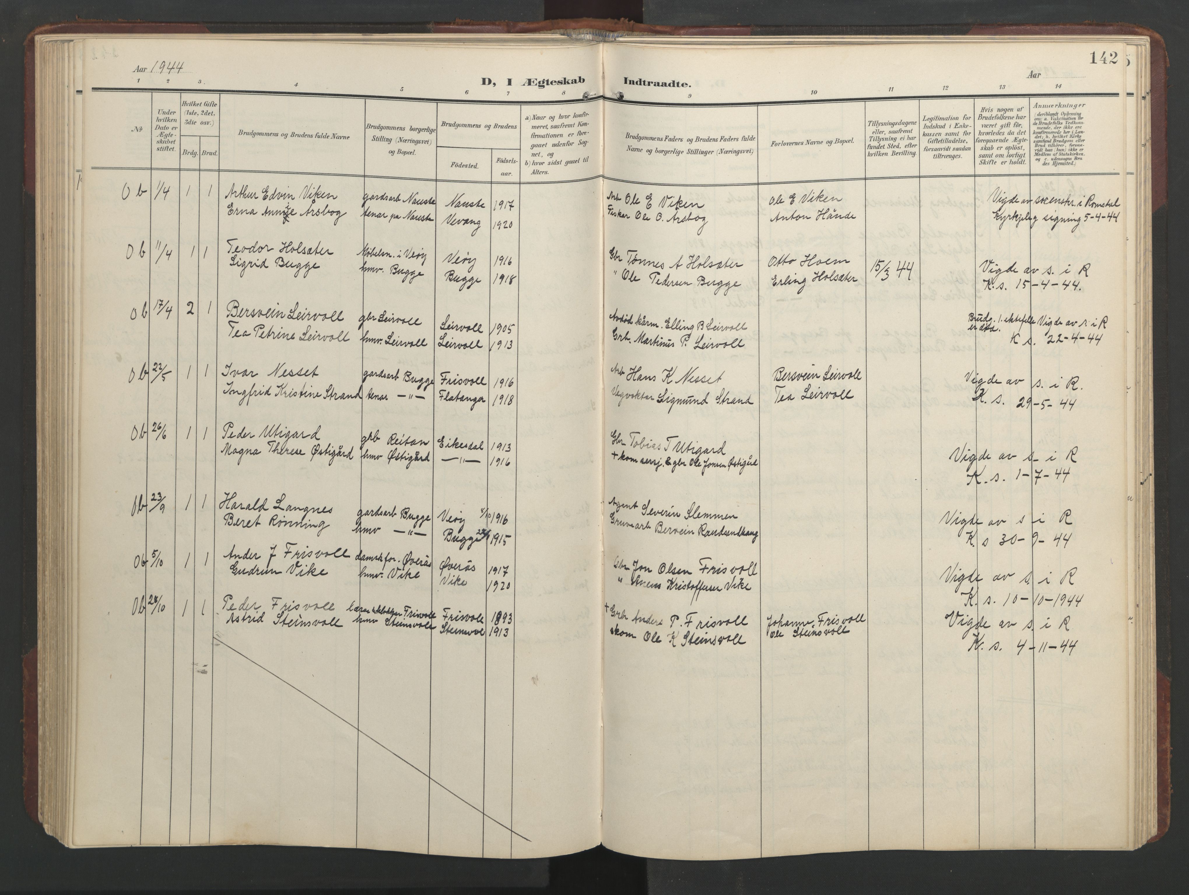 Ministerialprotokoller, klokkerbøker og fødselsregistre - Møre og Romsdal, SAT/A-1454/552/L0639: Parish register (copy) no. 552C02, 1903-1960, p. 142