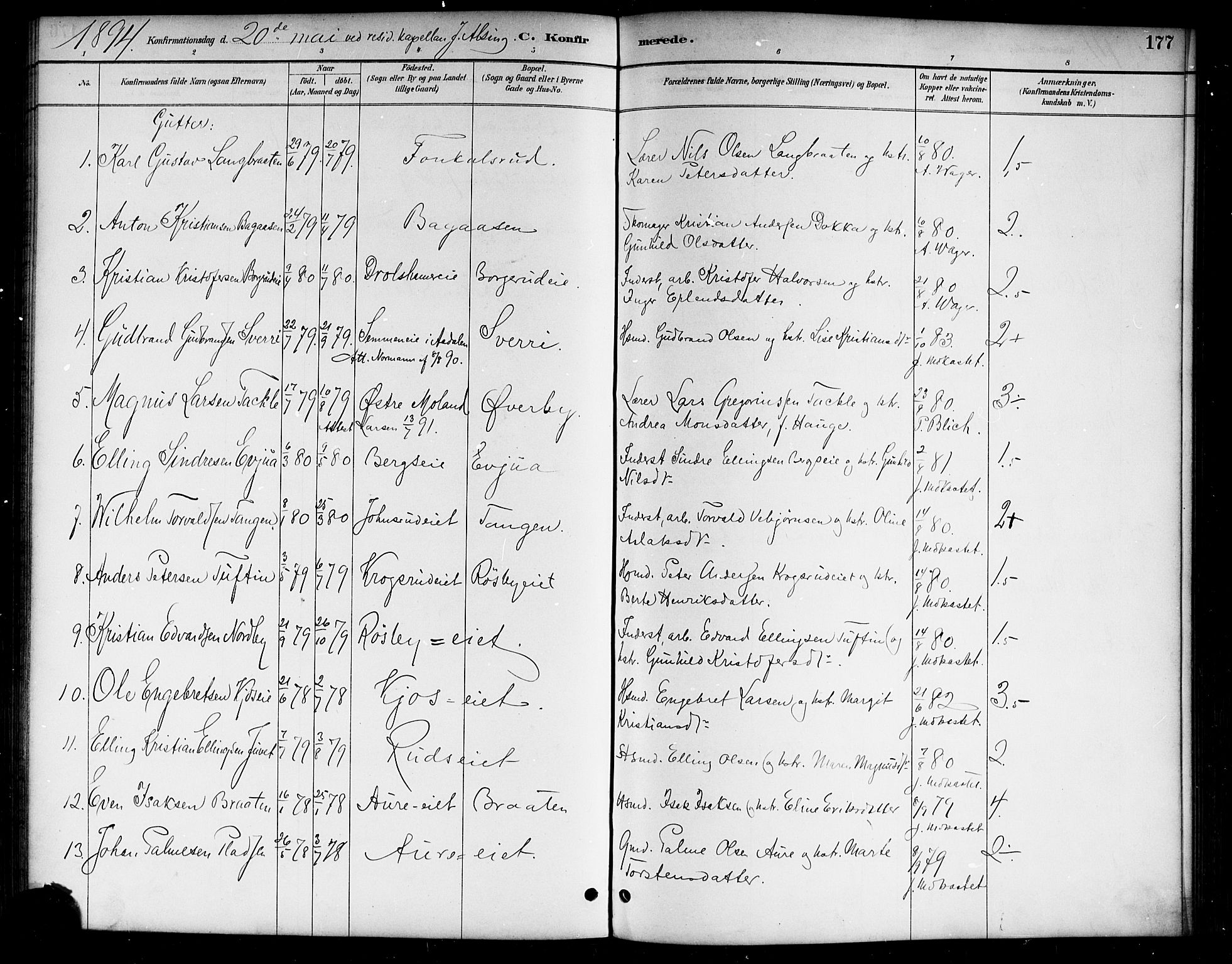 Lunder kirkebøker, AV/SAKO-A-629/G/Ga/L0004: Parish register (copy) no. I 4, 1889-1917, p. 177