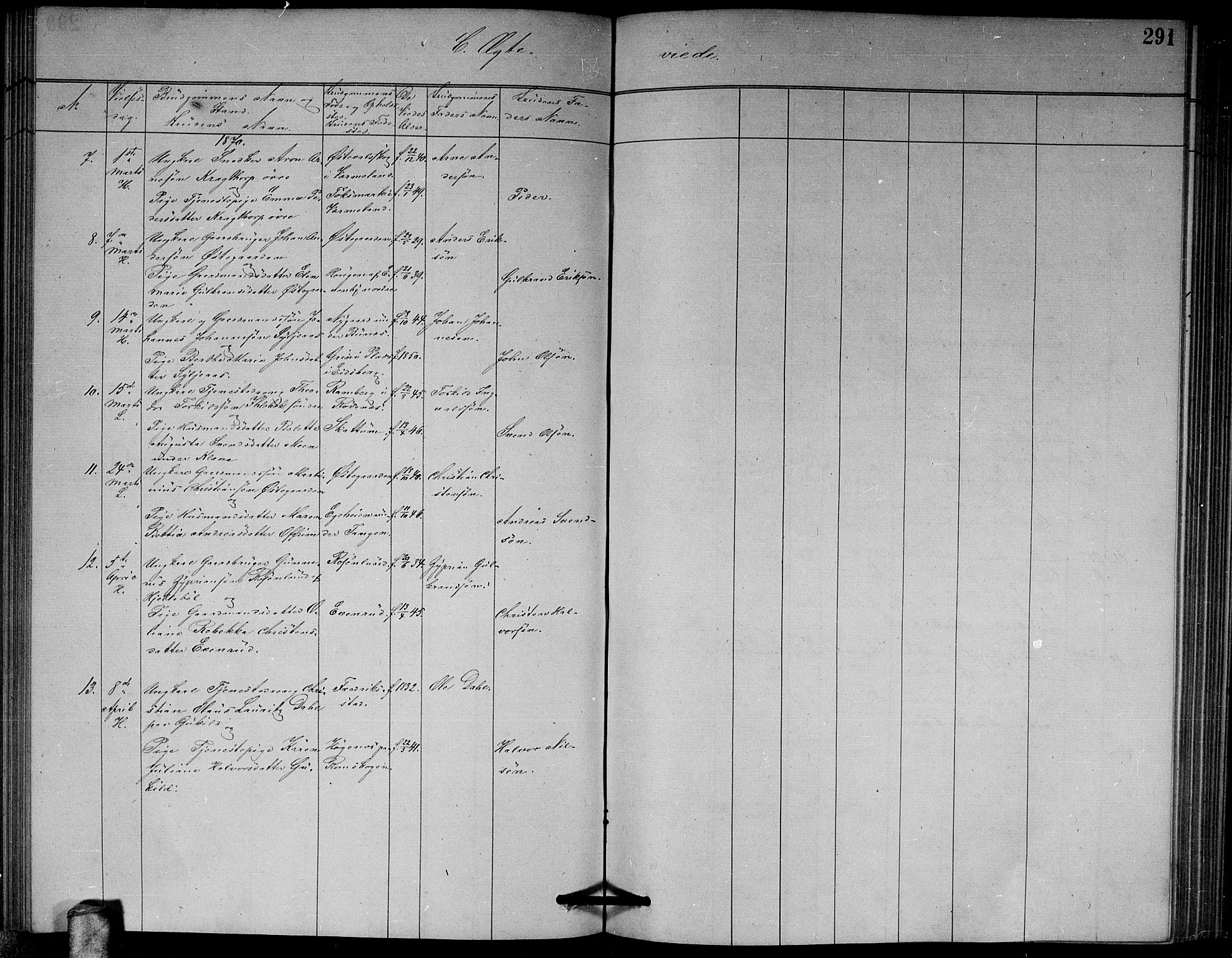 Høland prestekontor Kirkebøker, SAO/A-10346a/G/Ga/L0006: Parish register (copy) no. I 6, 1869-1879, p. 291