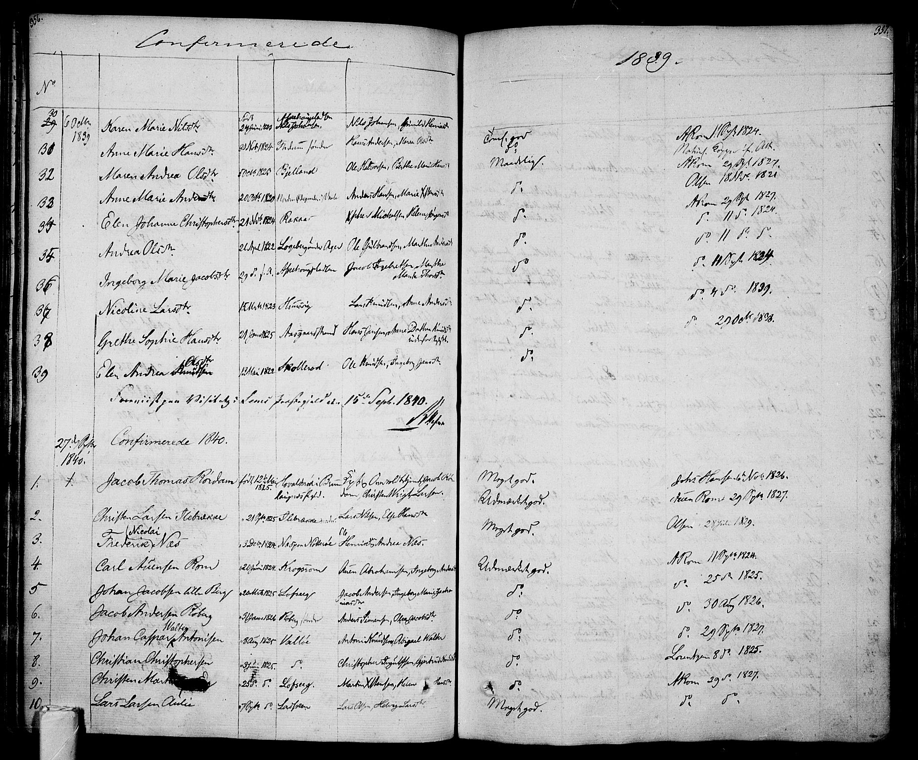 Sem kirkebøker, SAKO/A-5/F/Fa/L0005: Parish register (official) no. I 5, 1825-1842, p. 356-357