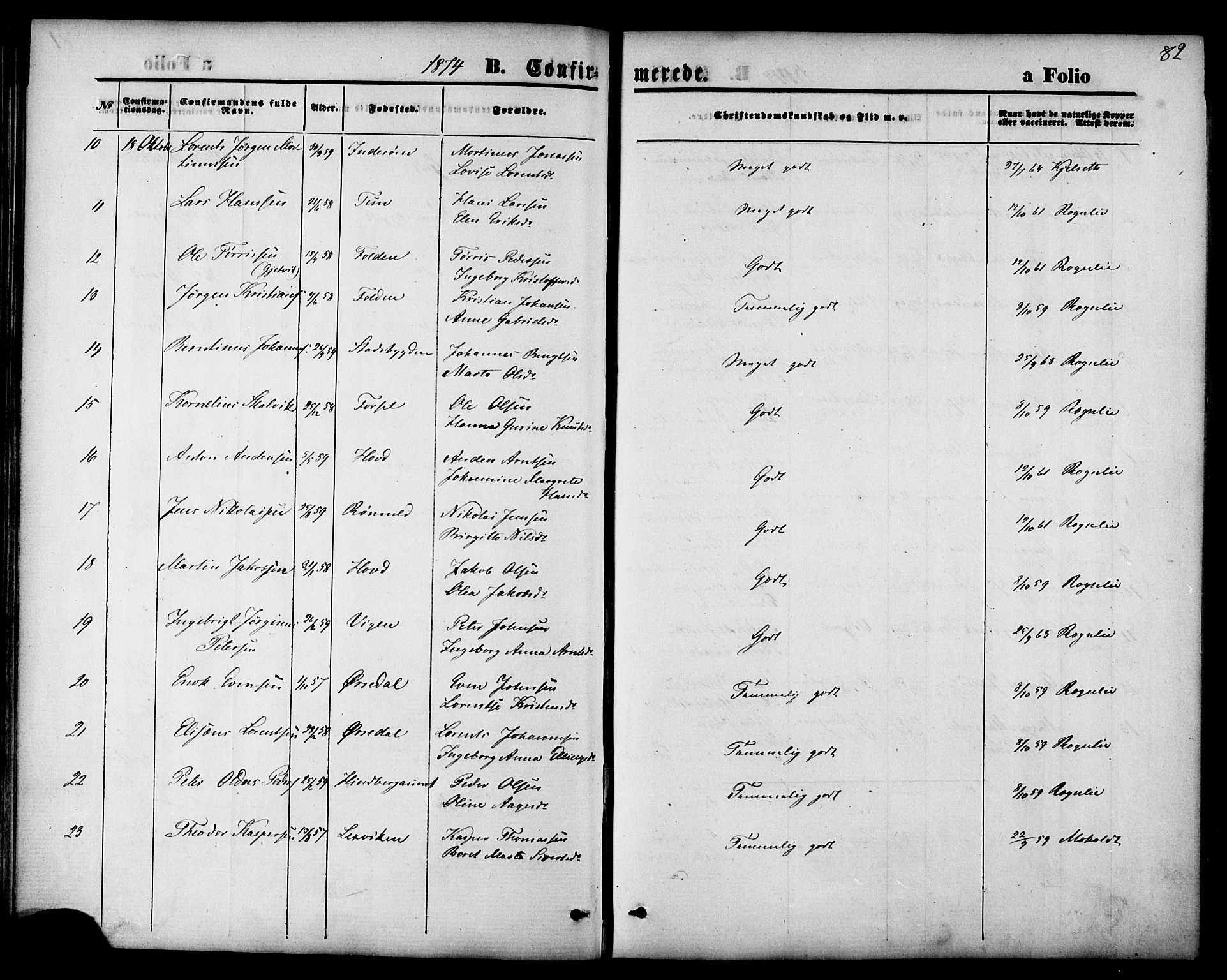 Ministerialprotokoller, klokkerbøker og fødselsregistre - Nord-Trøndelag, AV/SAT-A-1458/744/L0419: Parish register (official) no. 744A03, 1867-1881, p. 82