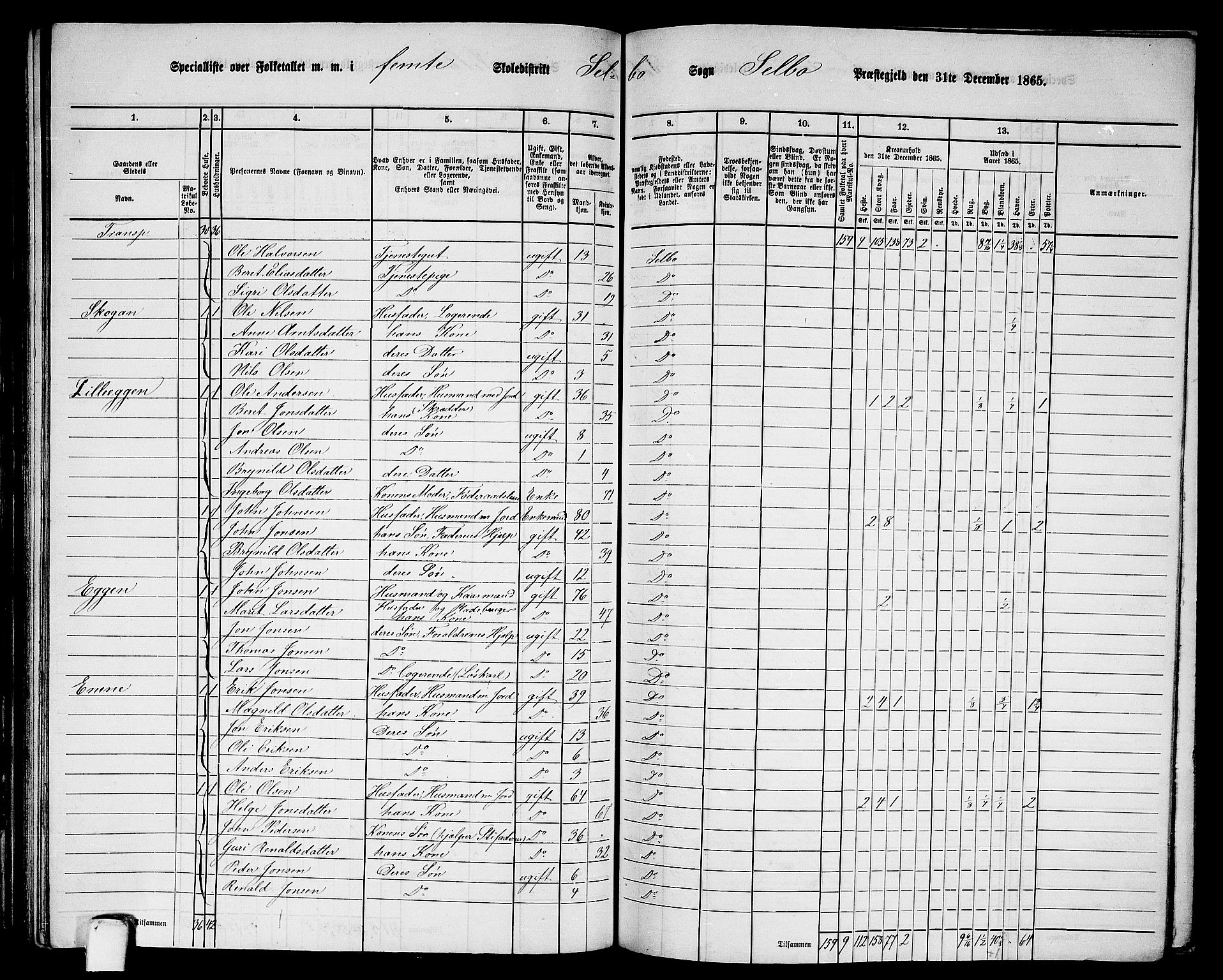 RA, 1865 census for Selbu, 1865, p. 71
