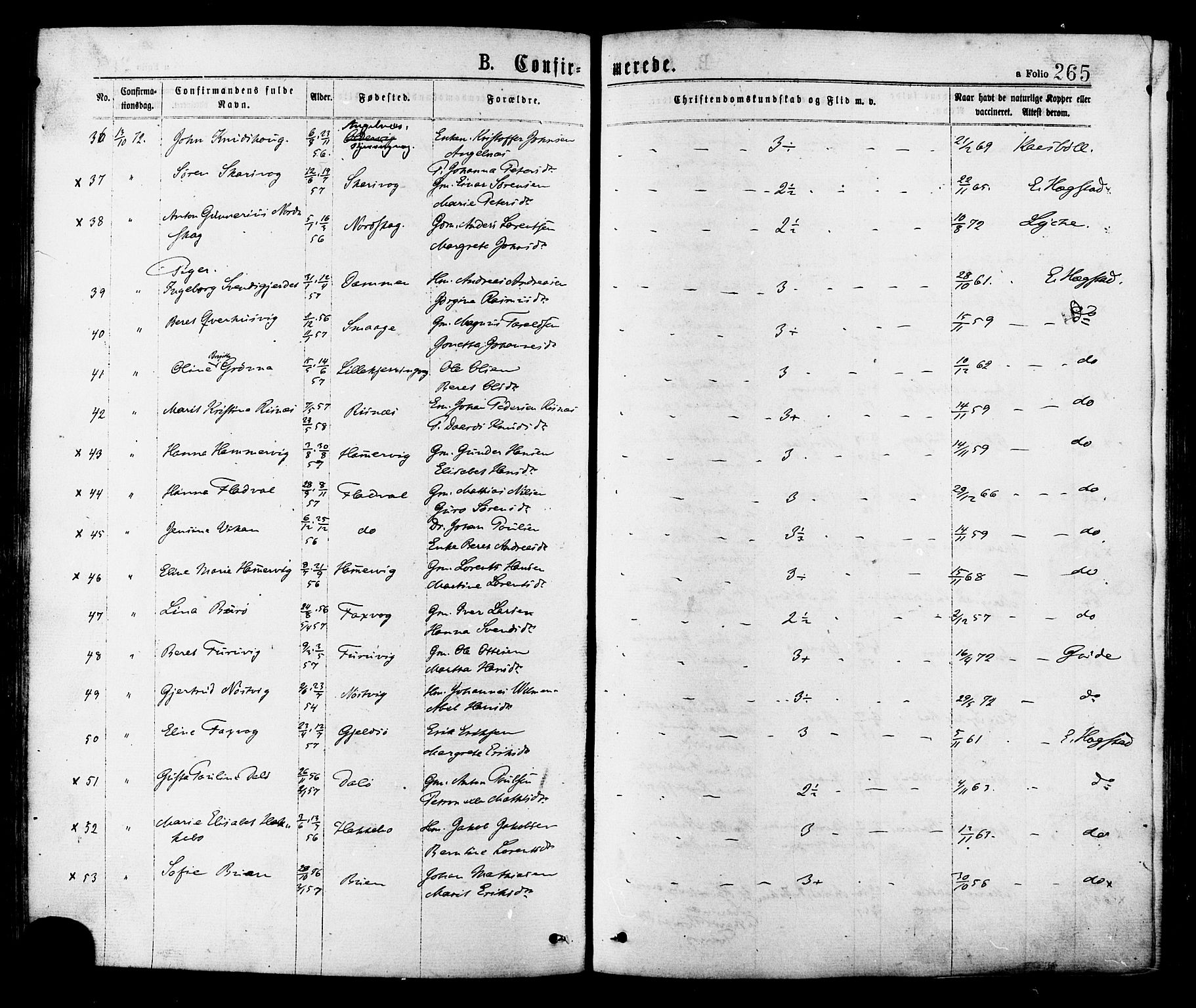 Ministerialprotokoller, klokkerbøker og fødselsregistre - Sør-Trøndelag, SAT/A-1456/634/L0532: Parish register (official) no. 634A08, 1871-1881, p. 265