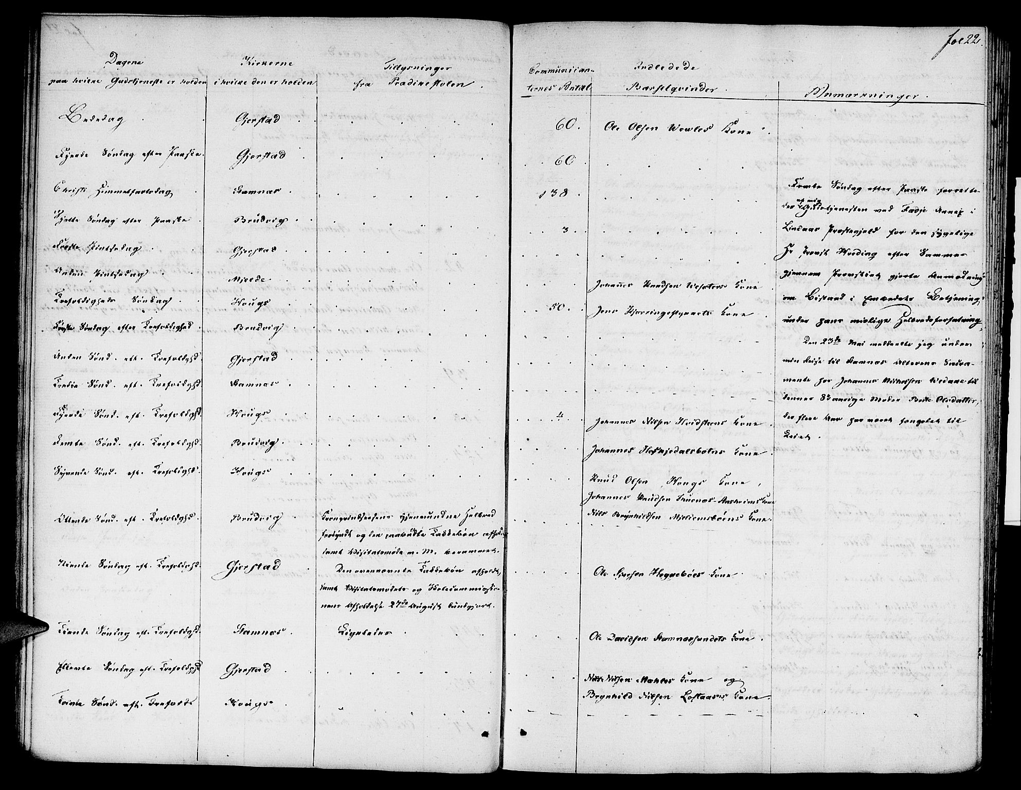 Haus sokneprestembete, AV/SAB-A-75601: Curate's parish register no. A 1, 1821-1841, p. 22