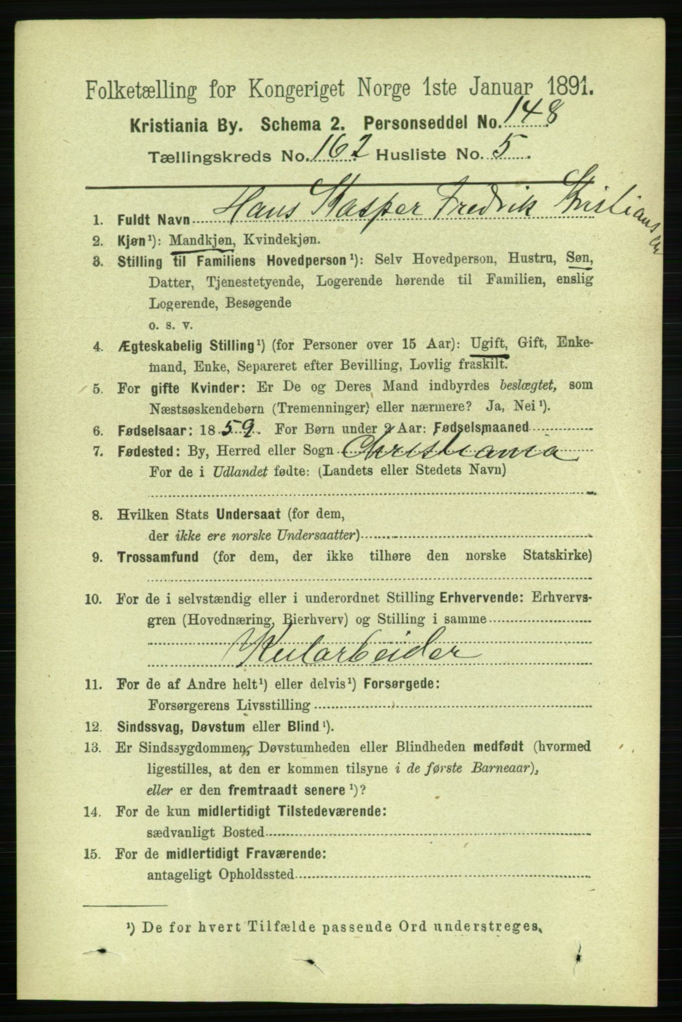 RA, 1891 census for 0301 Kristiania, 1891, p. 92958
