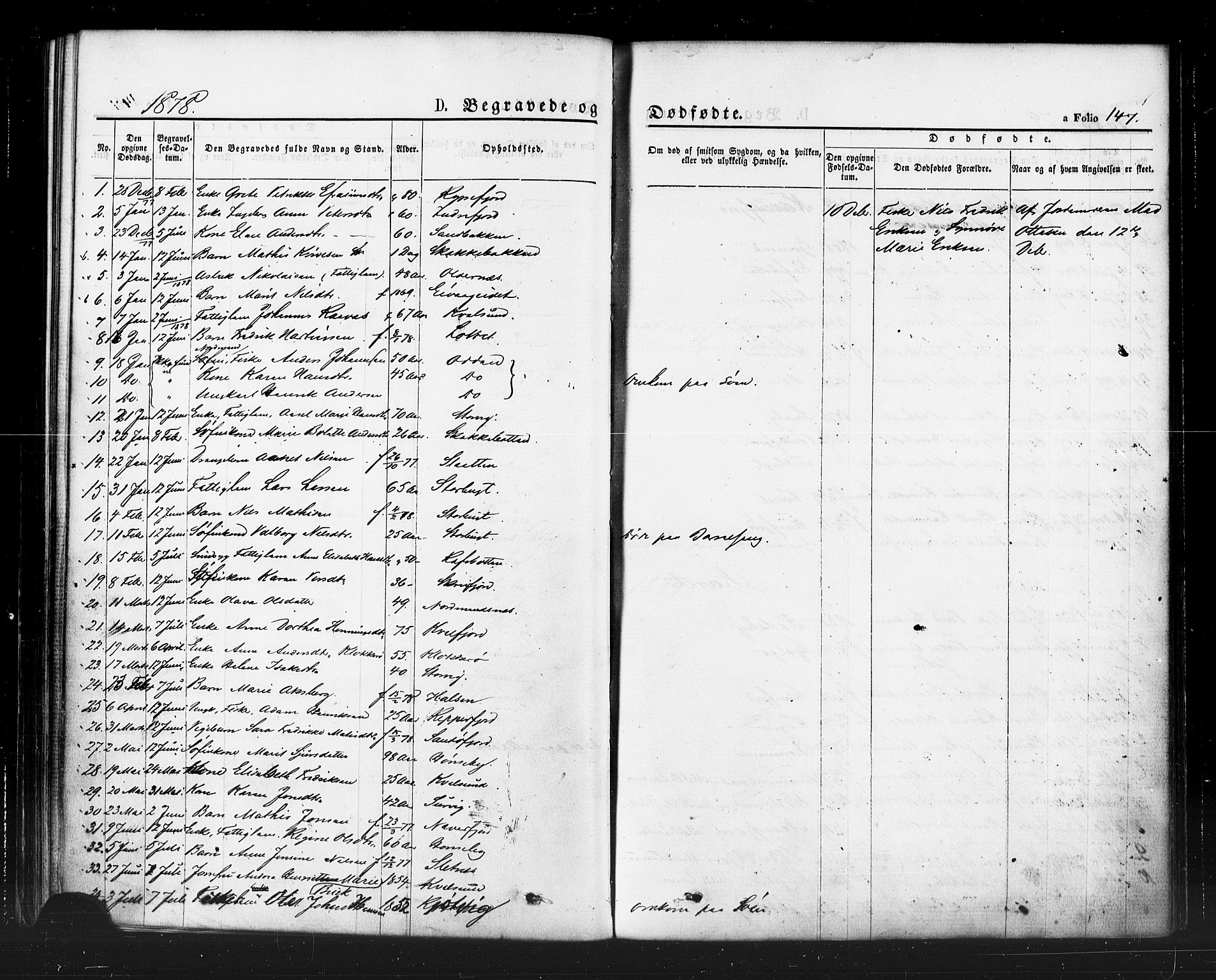Hammerfest sokneprestkontor, AV/SATØ-S-1347/H/Ha/L0007.kirke: Parish register (official) no. 7, 1869-1884, p. 147