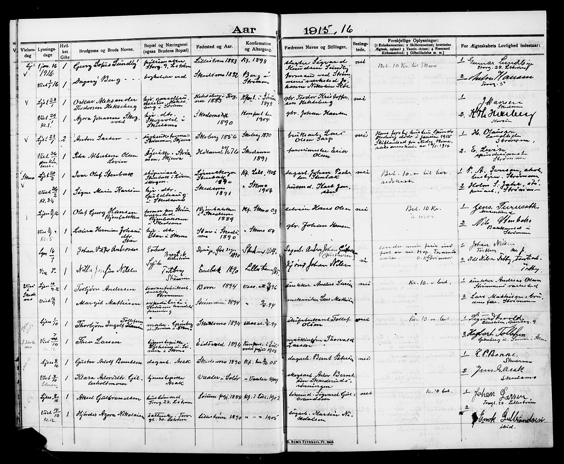 Skedsmo prestekontor Kirkebøker, SAO/A-10033a/H/Ha/L0001: Banns register no. I 1, 1909-1917