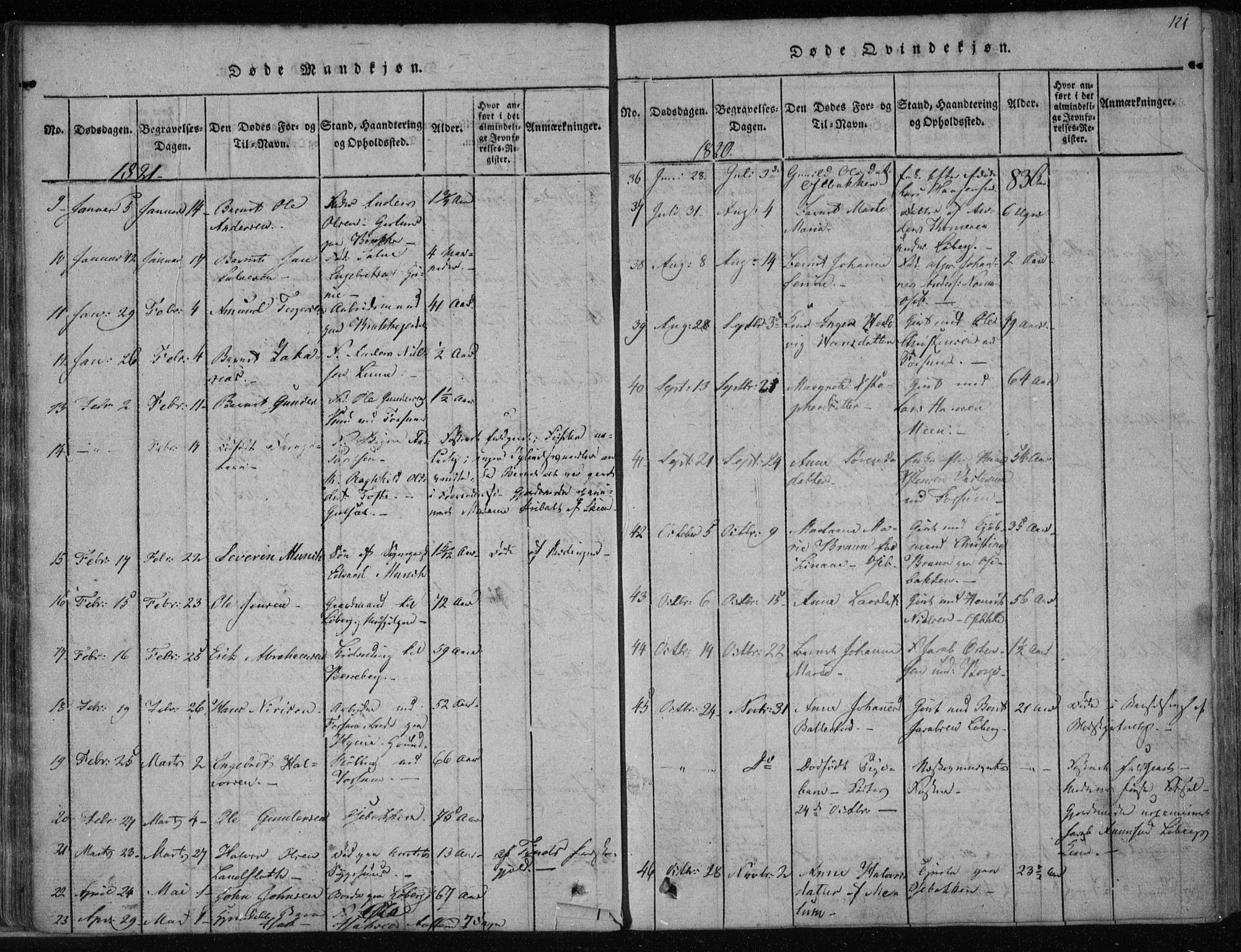 Gjerpen kirkebøker, SAKO/A-265/F/Fa/L0004: Parish register (official) no. I 4, 1814-1823, p. 121