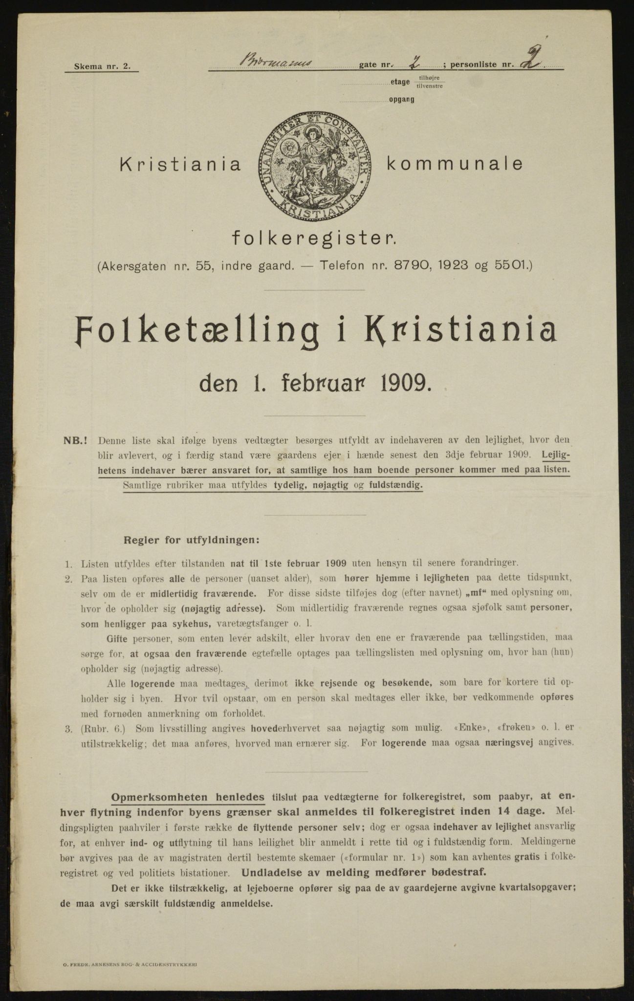 OBA, Municipal Census 1909 for Kristiania, 1909, p. 4423