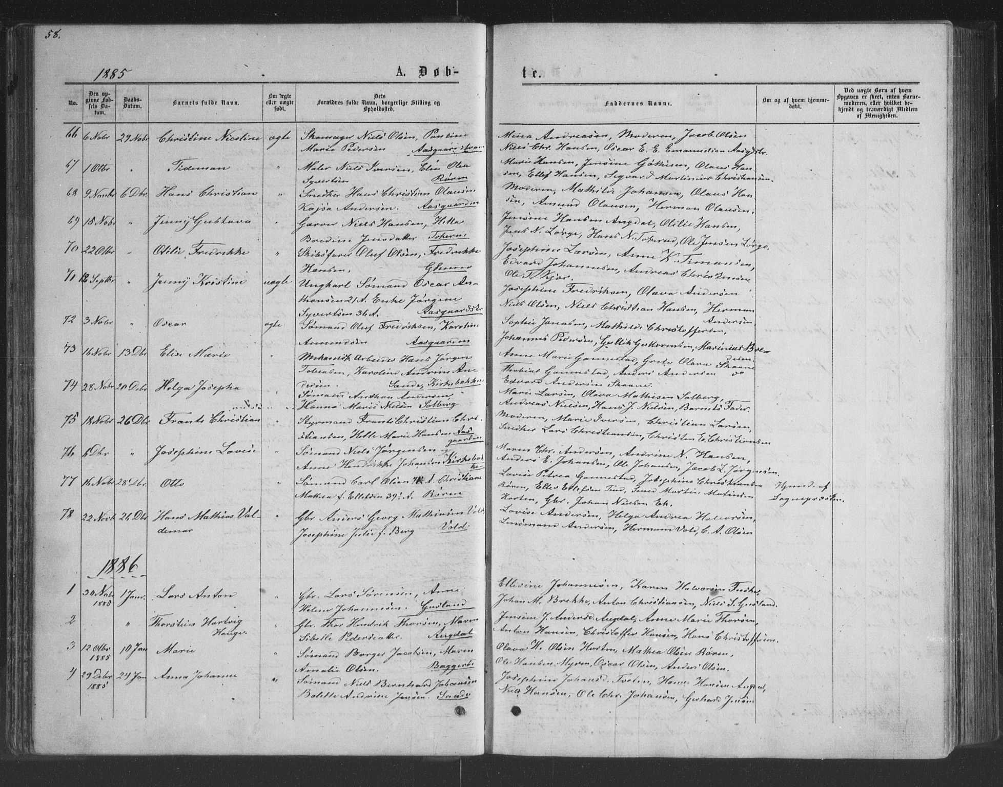 Borre kirkebøker, AV/SAKO-A-338/G/Ga/L0003: Parish register (copy) no. I 3, 1871-1892, p. 58