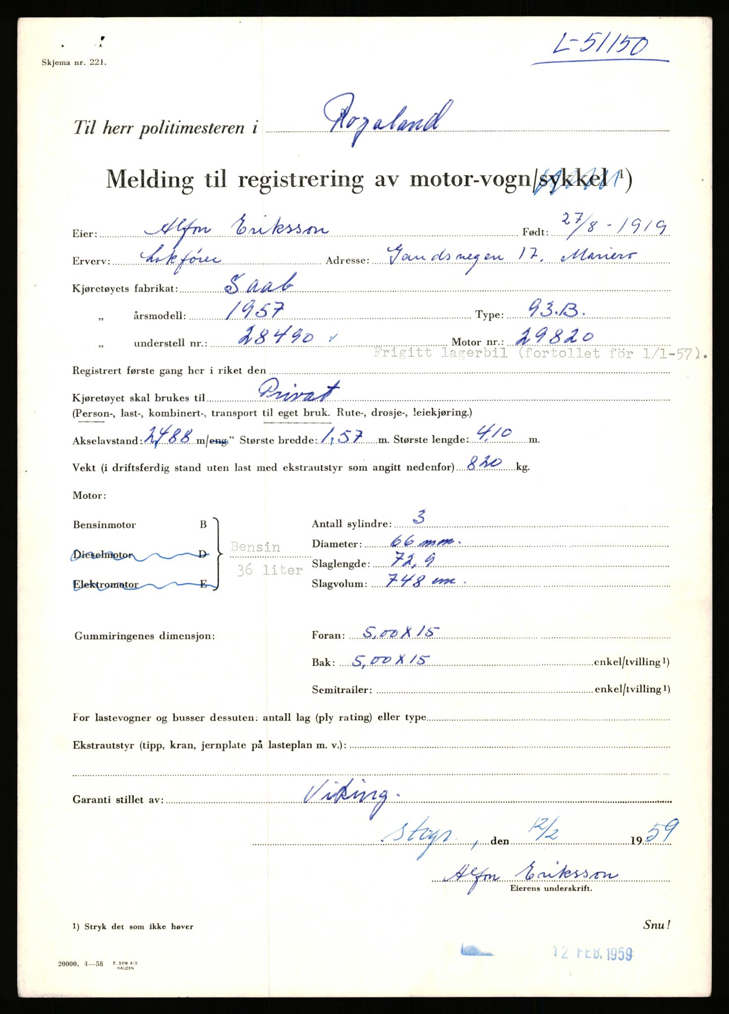 Stavanger trafikkstasjon, AV/SAST-A-101942/0/F/L0050: L-50600 - L-51299, 1930-1971, p. 1749