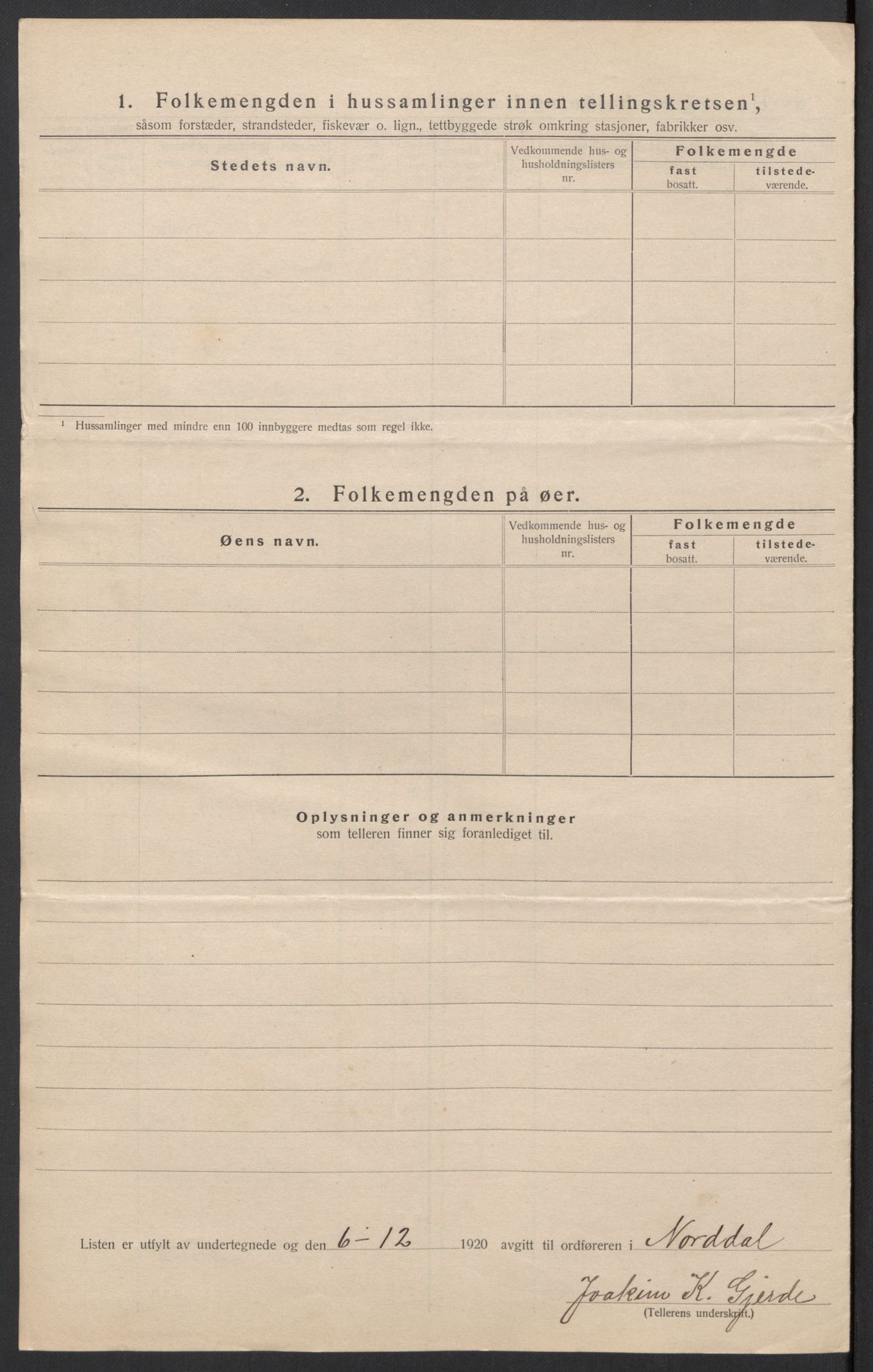 SAT, 1920 census for Norddal, 1920, p. 14