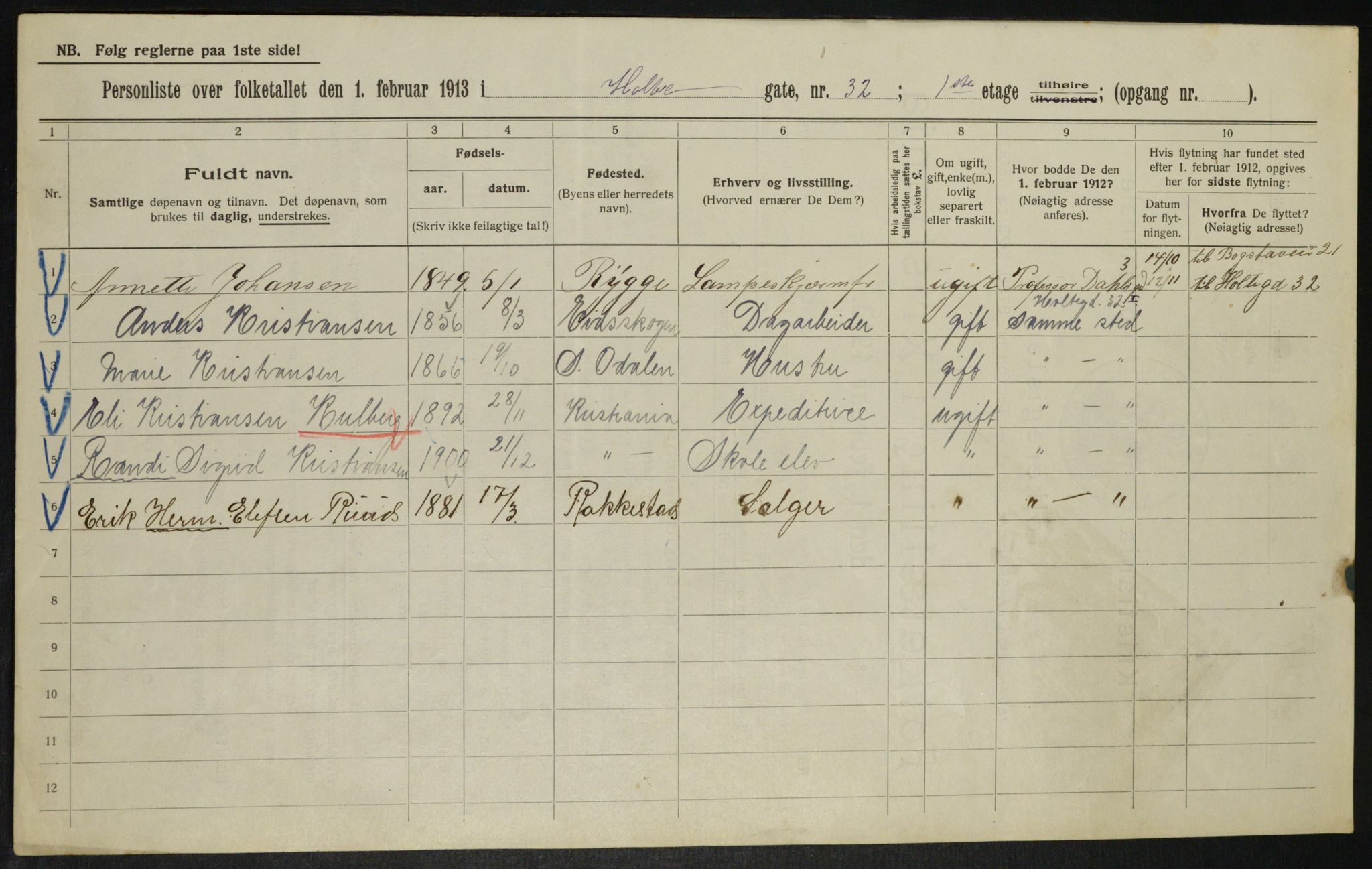 OBA, Municipal Census 1913 for Kristiania, 1913, p. 41200