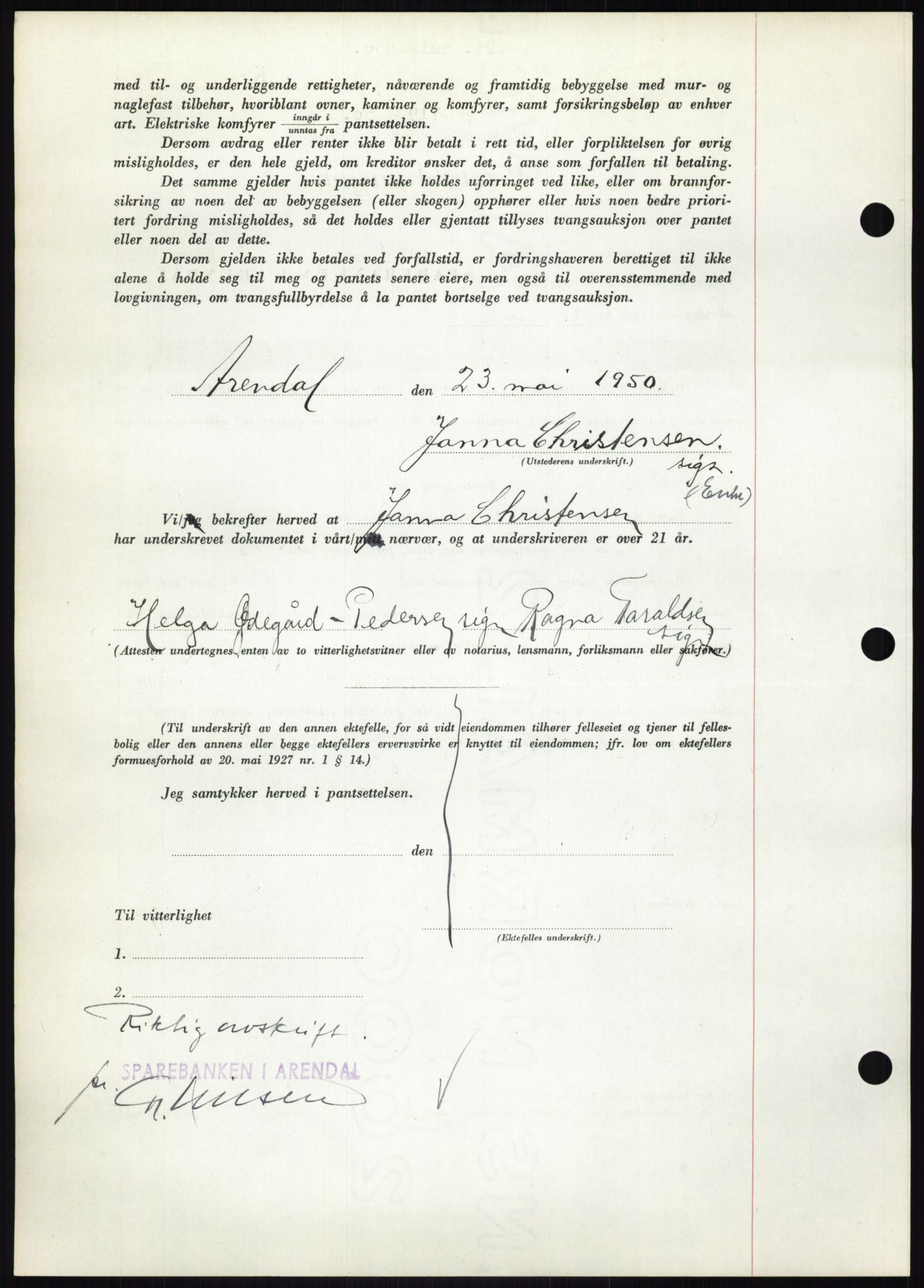Nedenes sorenskriveri, AV/SAK-1221-0006/G/Gb/Gbb/L0007: Mortgage book no. B7, 1949-1950, Diary no: : 719/1950