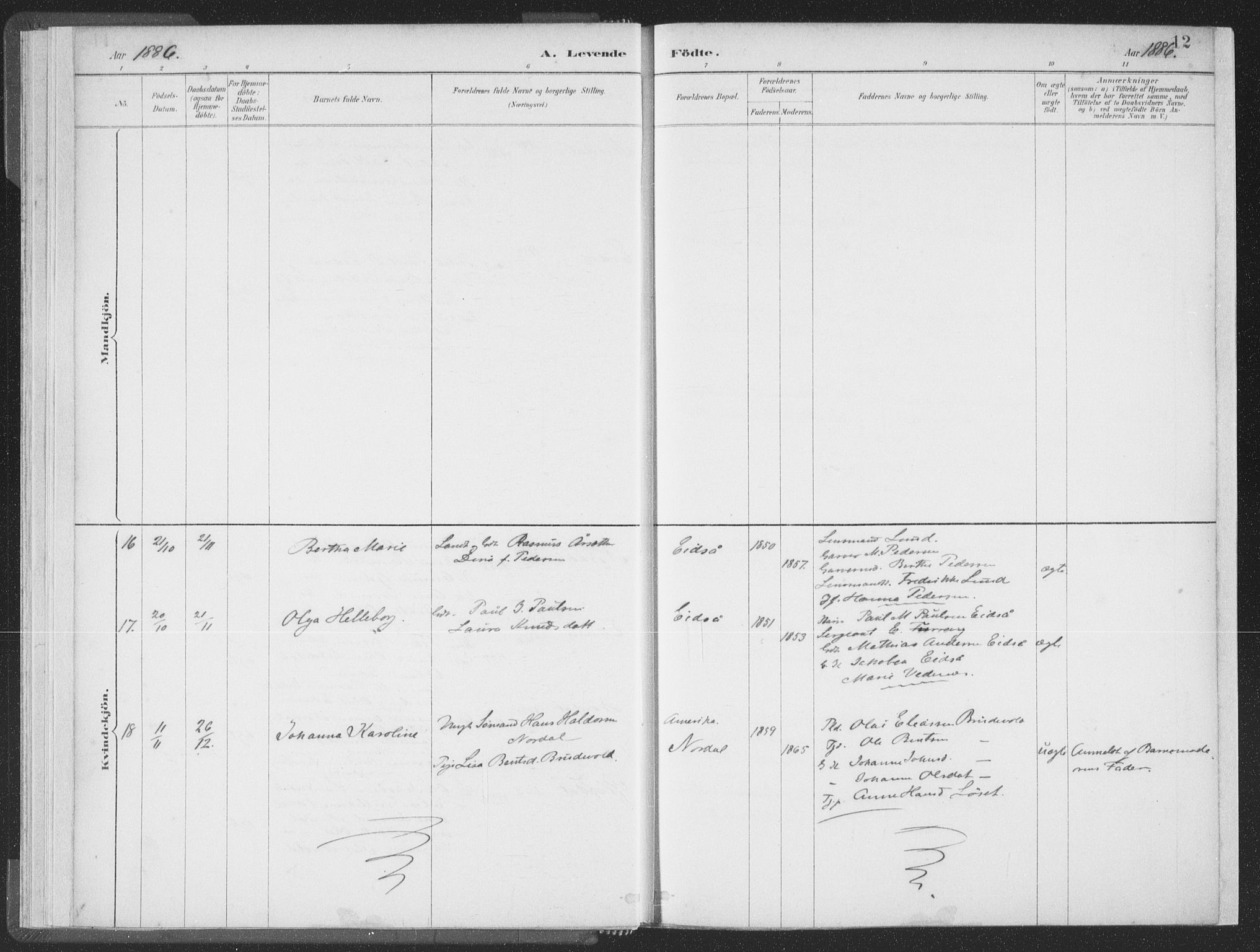 Ministerialprotokoller, klokkerbøker og fødselsregistre - Møre og Romsdal, AV/SAT-A-1454/502/L0025: Parish register (official) no. 502A03, 1885-1909, p. 12