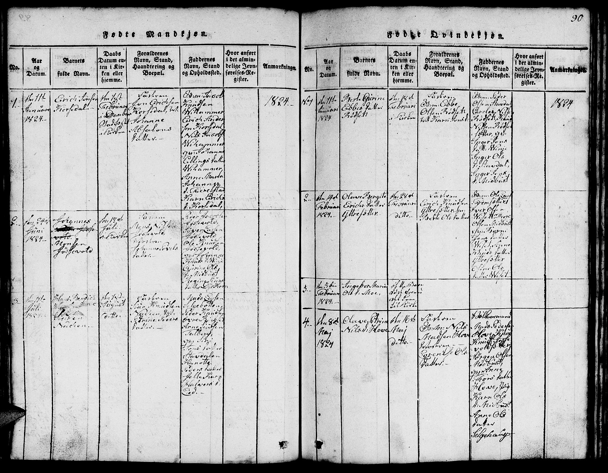 Ministerialprotokoller, klokkerbøker og fødselsregistre - Møre og Romsdal, AV/SAT-A-1454/520/L0289: Parish register (copy) no. 520C01, 1817-1837, p. 90