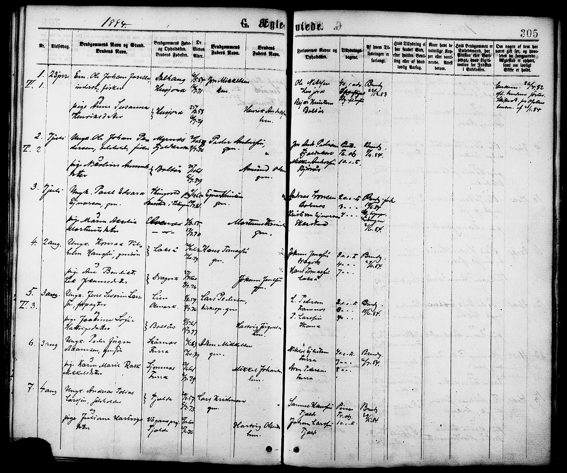 Ministerialprotokoller, klokkerbøker og fødselsregistre - Nordland, AV/SAT-A-1459/863/L0897: Parish register (official) no. 863A09, 1872-1886, p. 305