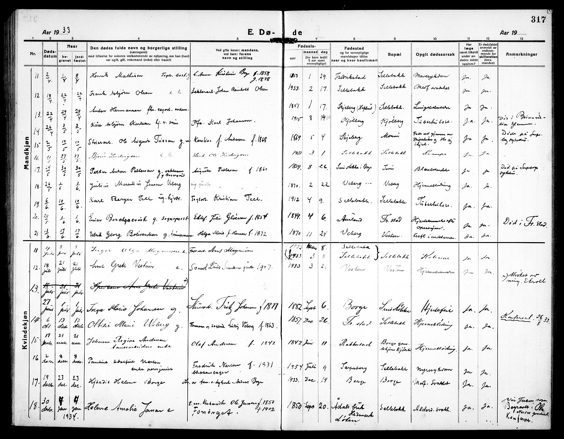 Borge prestekontor Kirkebøker, SAO/A-10903/G/Ga/L0003: Parish register (copy) no. I 3, 1918-1939, p. 317