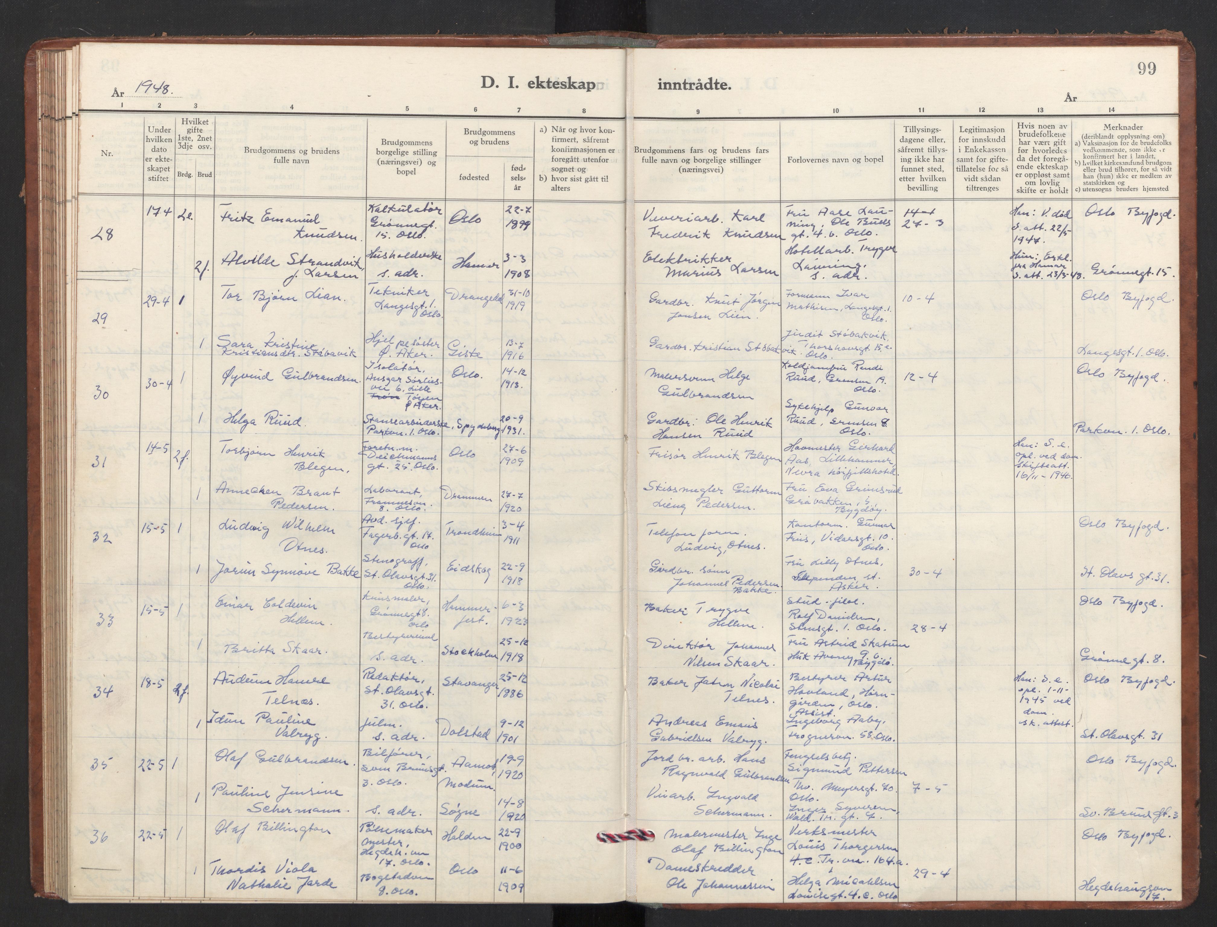 Trefoldighet prestekontor Kirkebøker, AV/SAO-A-10882/F/Fg/L0003: Parish register (official) no. VII 3, 1940-1948, p. 99