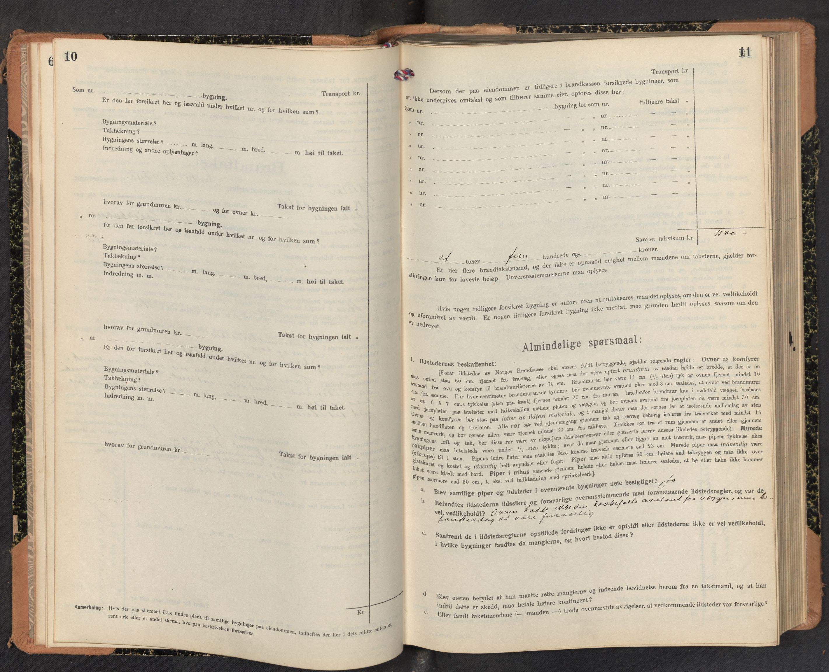 Lensmannen i Gaular, AV/SAB-A-27601/0012/L0006: Branntakstprotokoll, skjematakst, 1917-1943, p. 10-11
